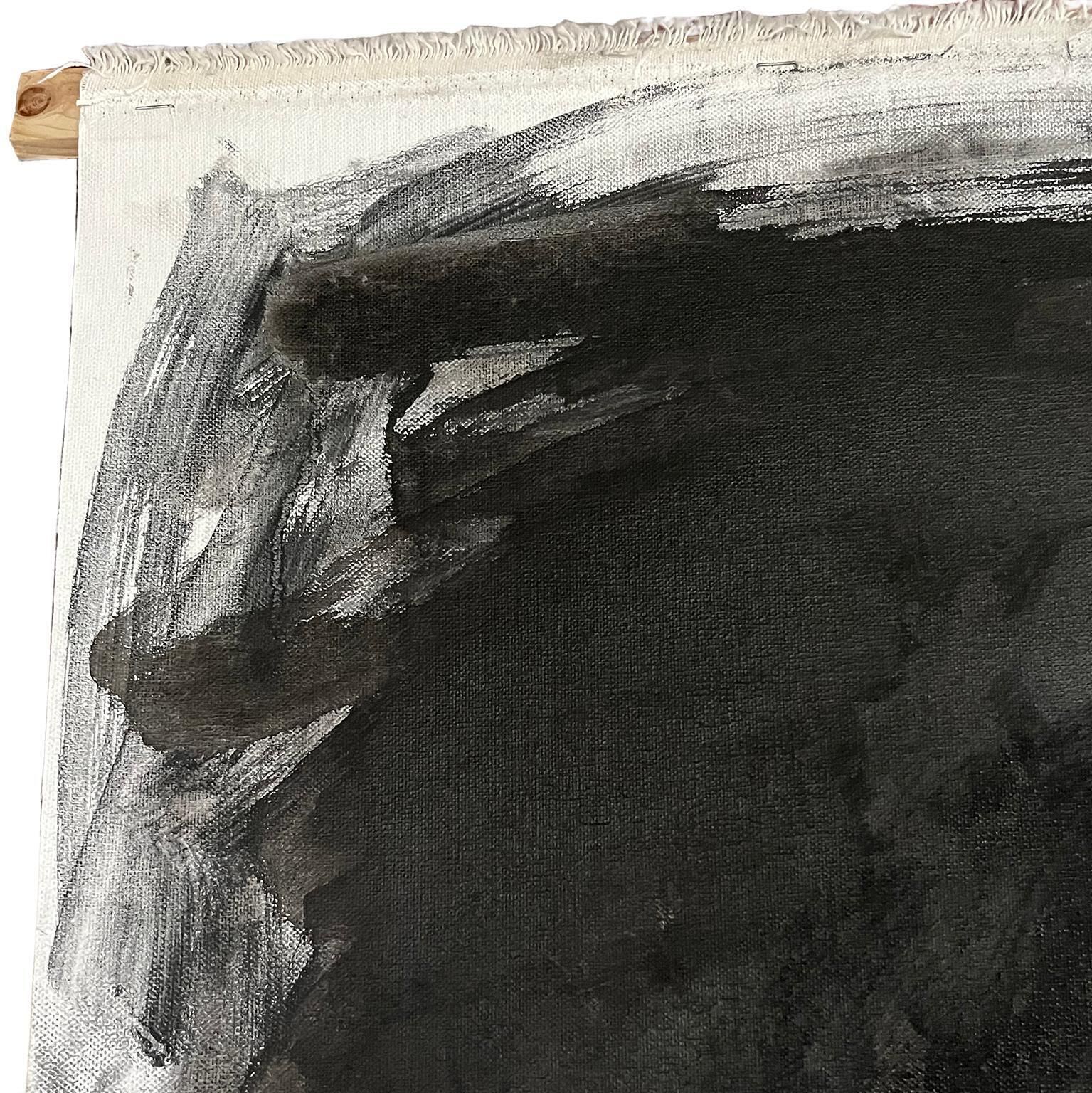 Painting Woman In Charcoal And Ink On Canvas photo vinterior