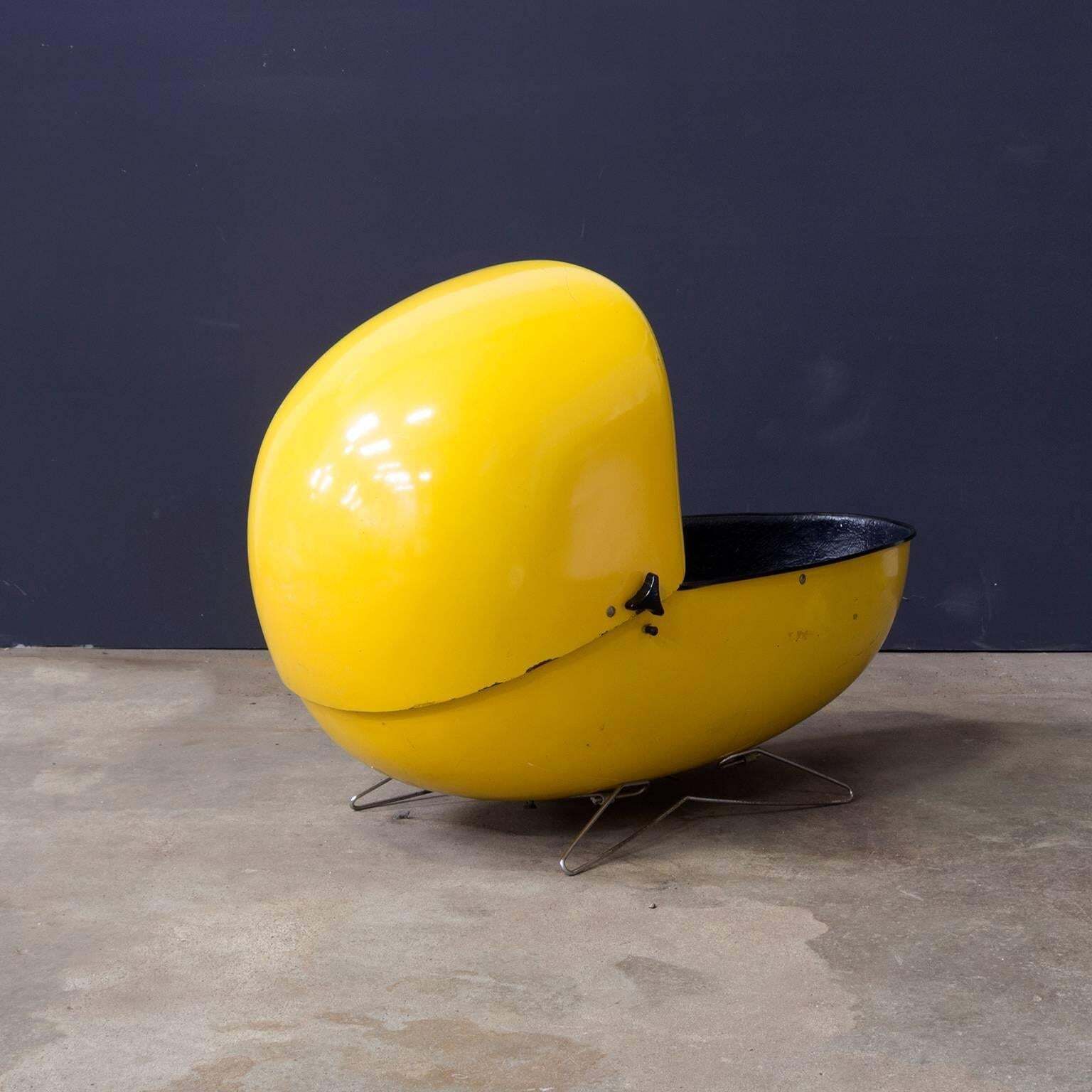 Original Travel Caddie In Bright Yellow Fiberglass / Black Interior, Circa 1960 photo furniture