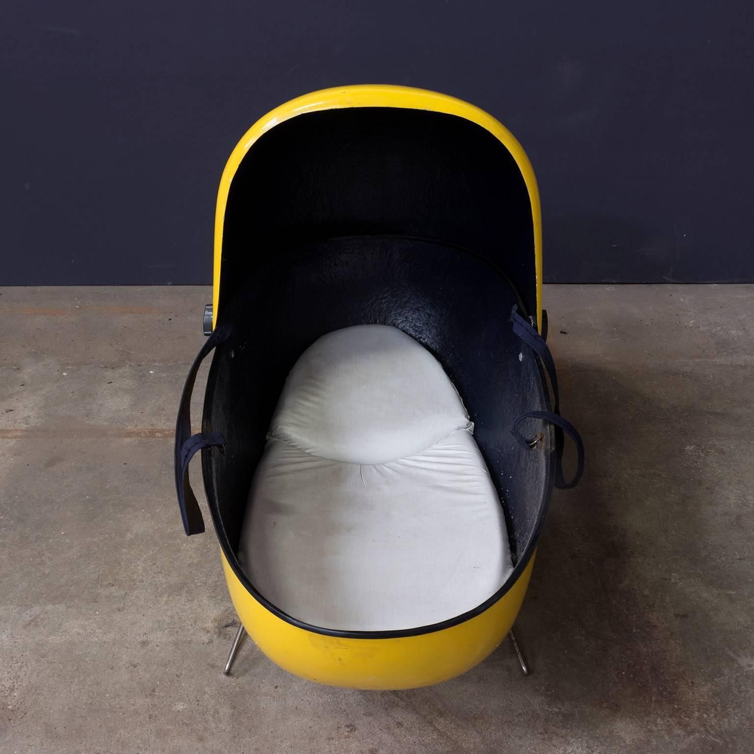 Original Travel Caddie In Bright Yellow Fiberglass / Black Interior, Circa 1960 photo vinterior