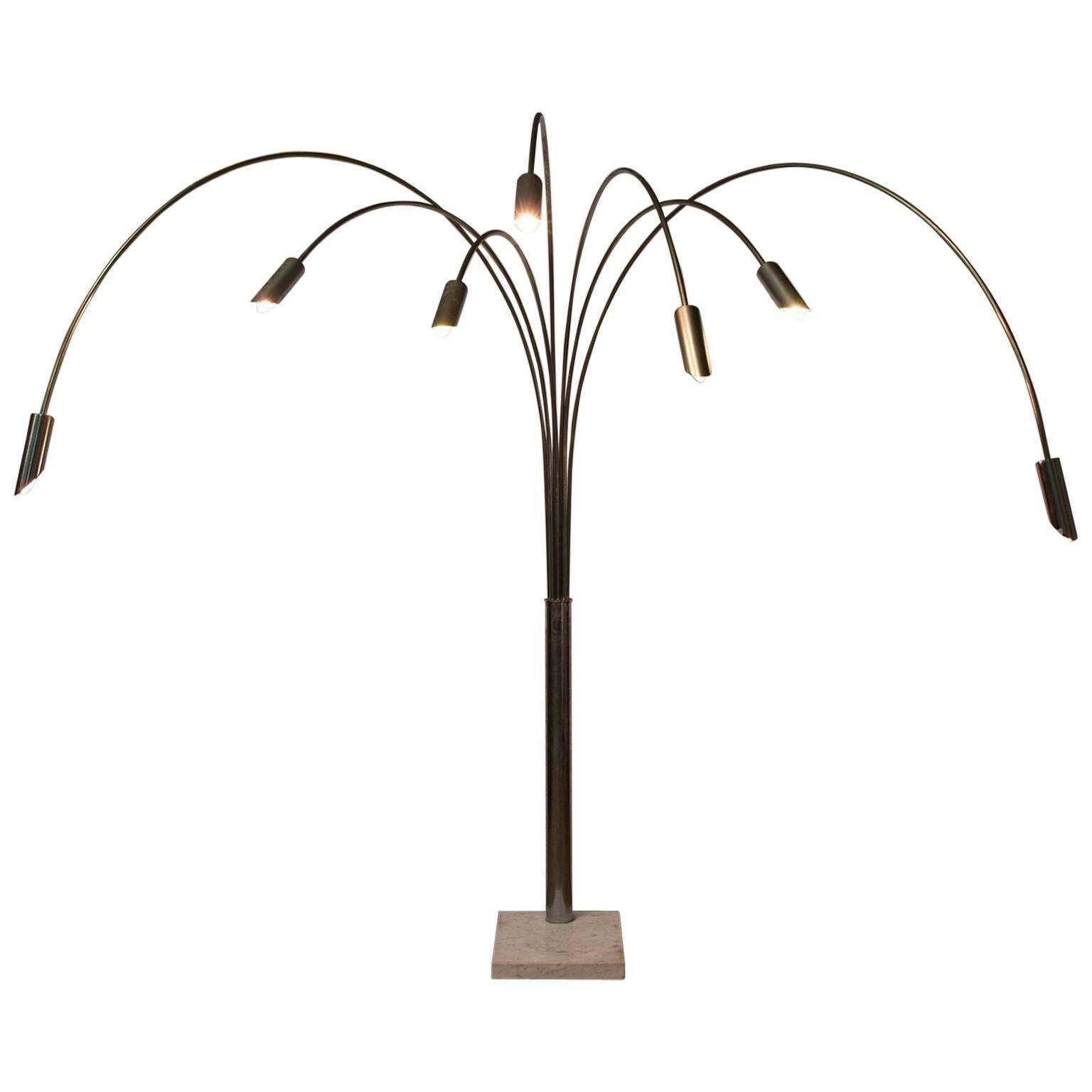 High Monumental Adjustable 1950s Or 1960s Floor Lamp, In  Angelo Leli Style