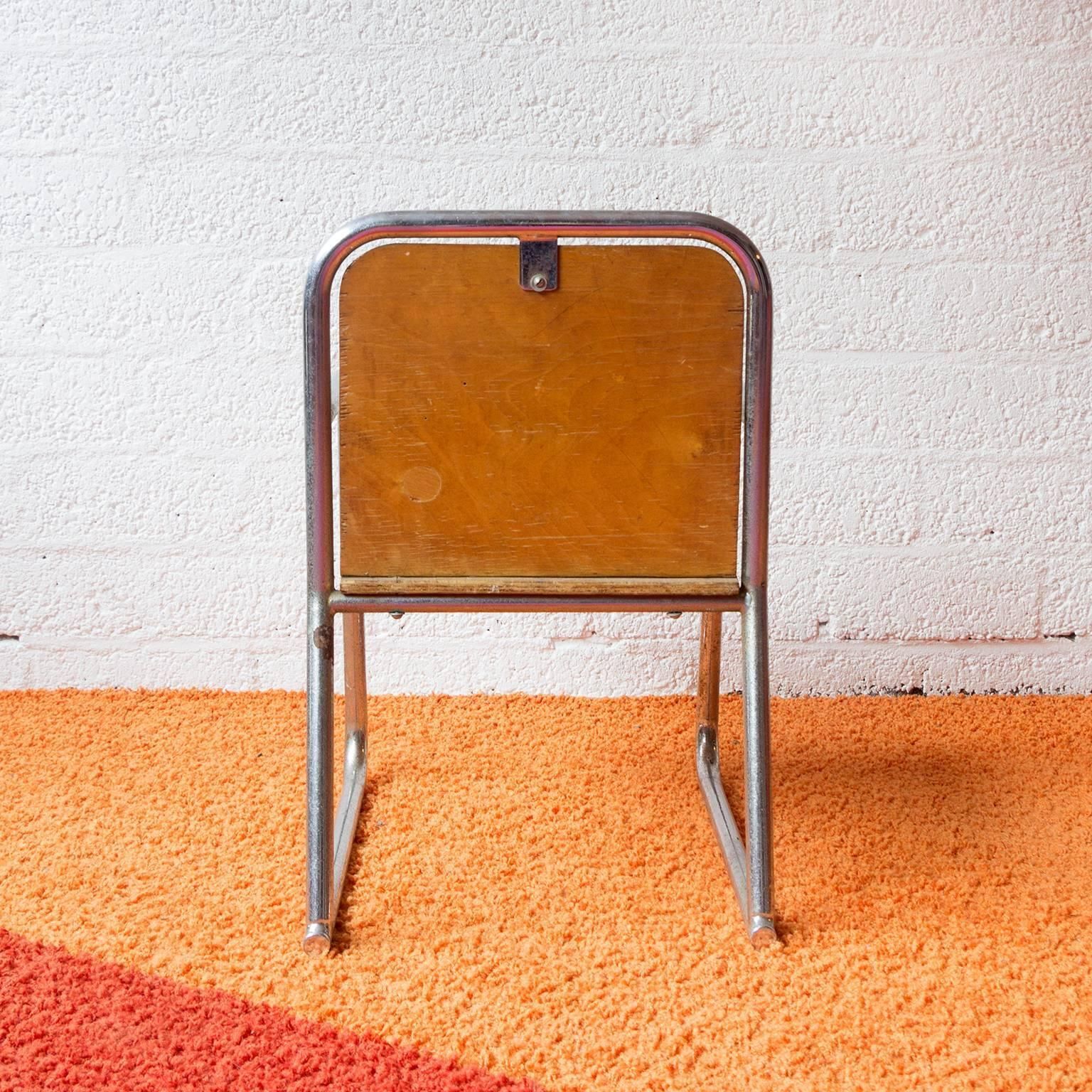 Tubular Children Chair, Wood And Chrome, Circa 1965 photo Furniture