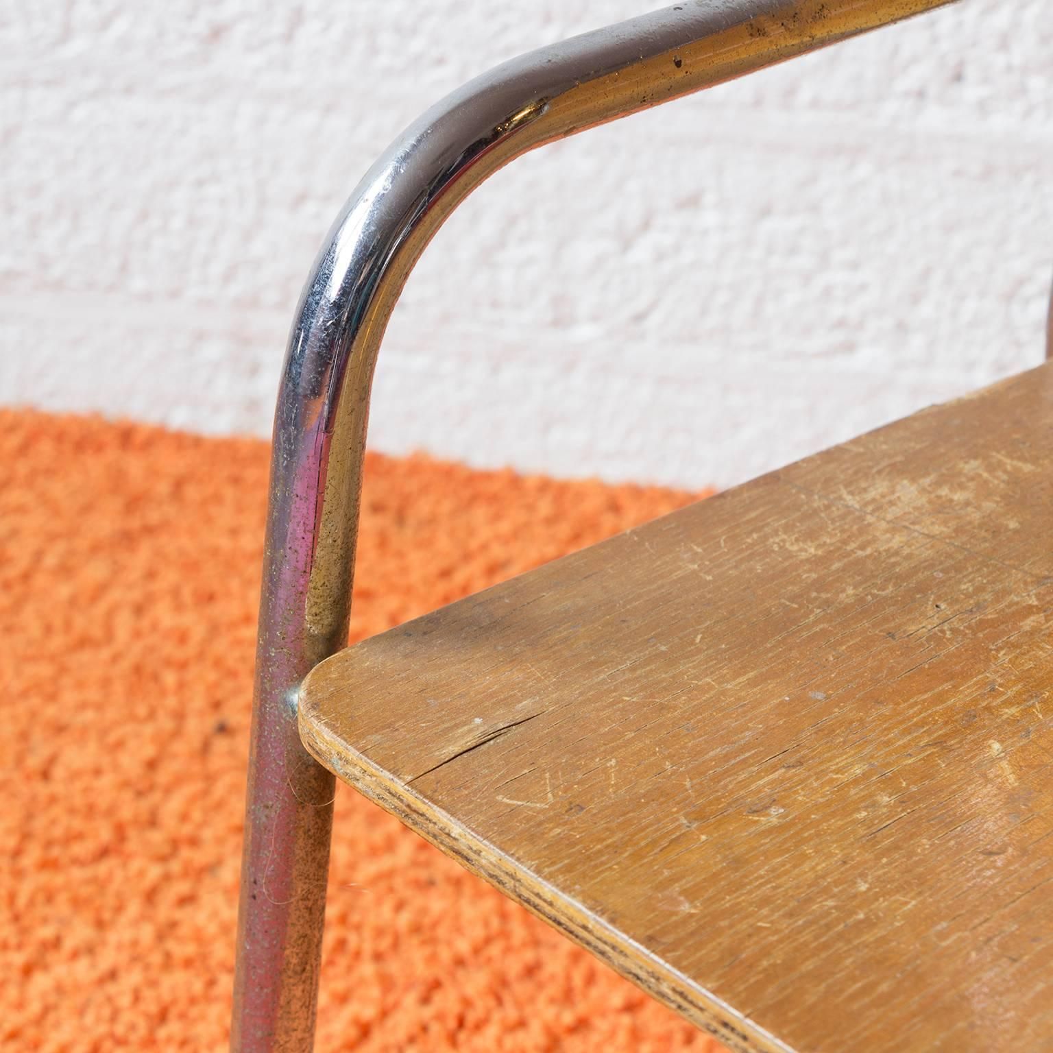 photo furniture Tubular Children Chair, Wood And Chrome, Circa 1965