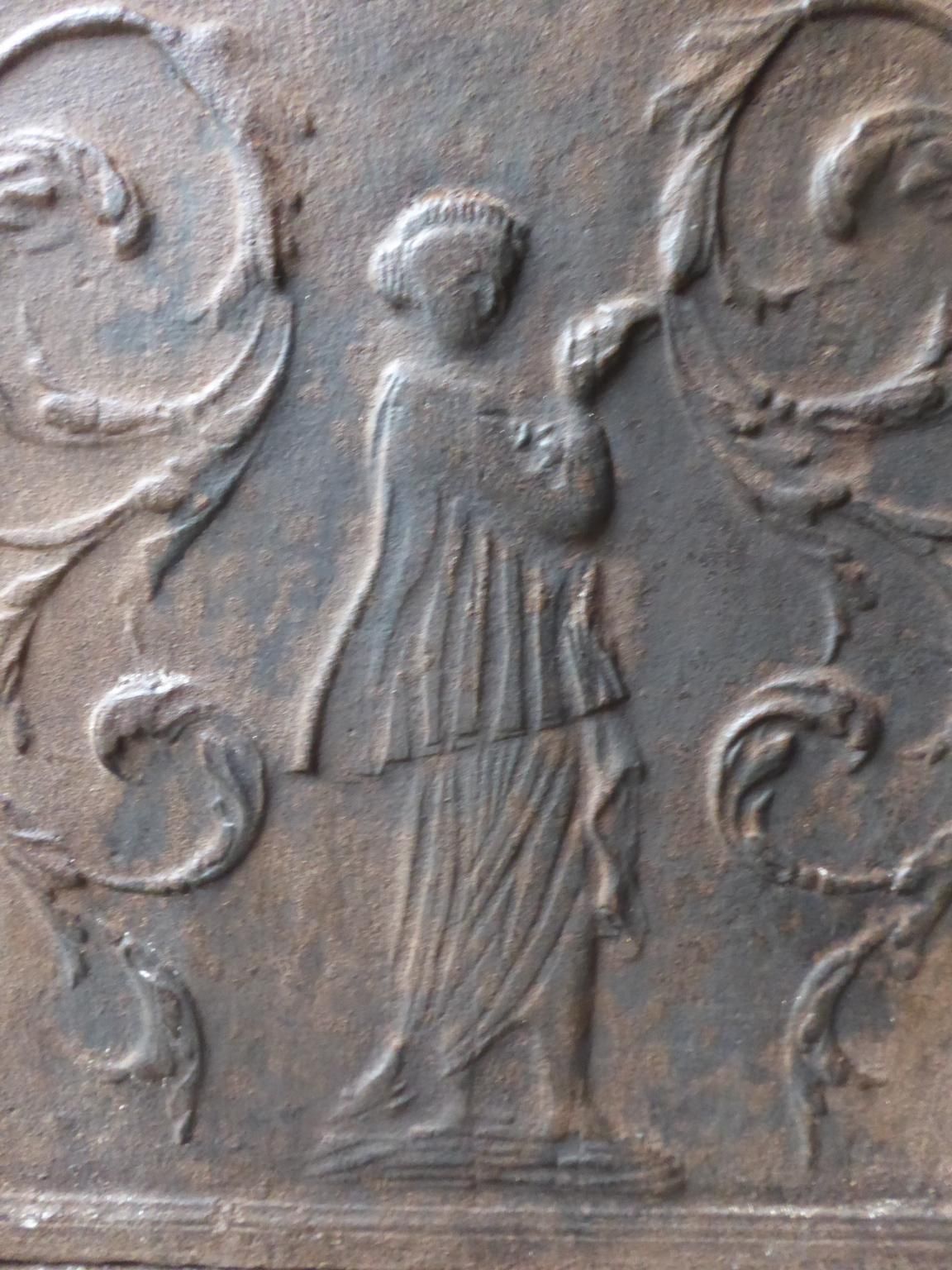 Antique French Neoclassical 'Lady' Fireback / Backsplash, 19th Century photo vinterior