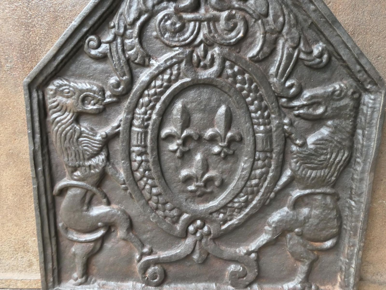 Home Fixtures French Louis XIV Style 'Arms Of France' Fireback / Backsplash, 20th Century photo