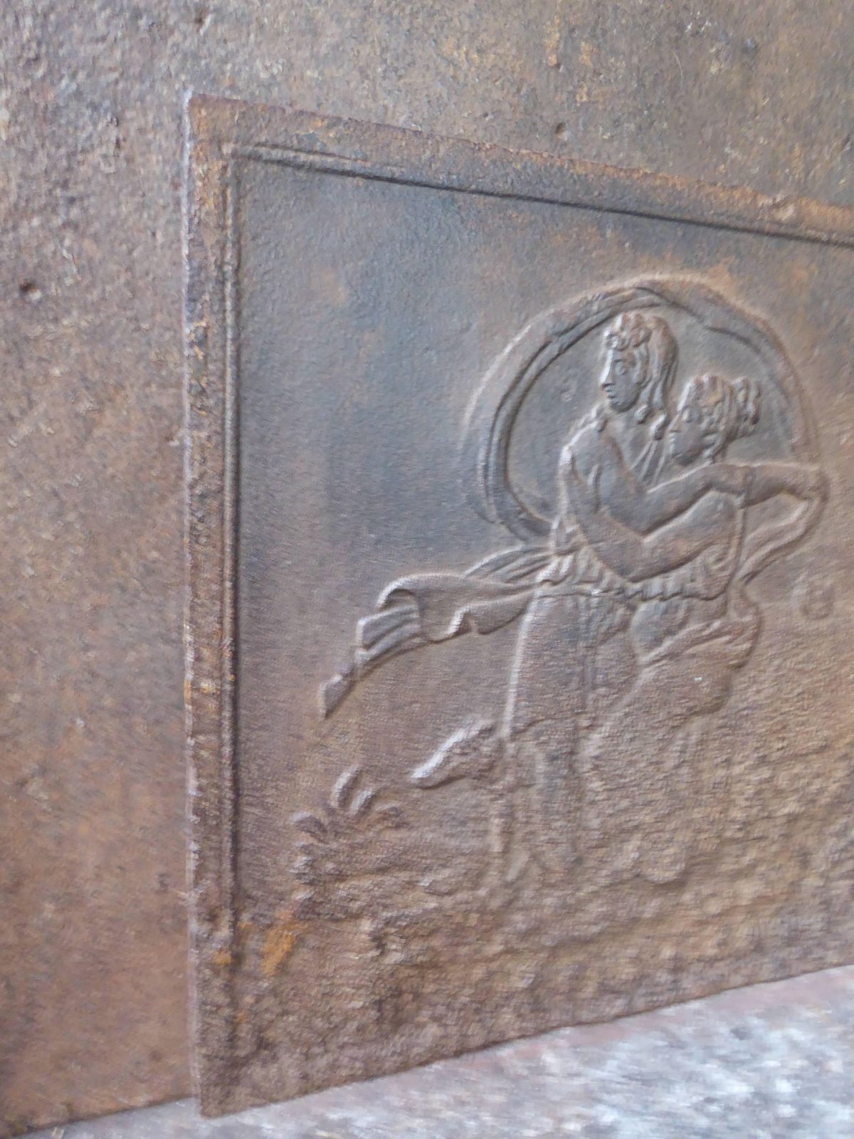 19th Century French 'Man And Woman' Fireback / Backsplash photo furniture