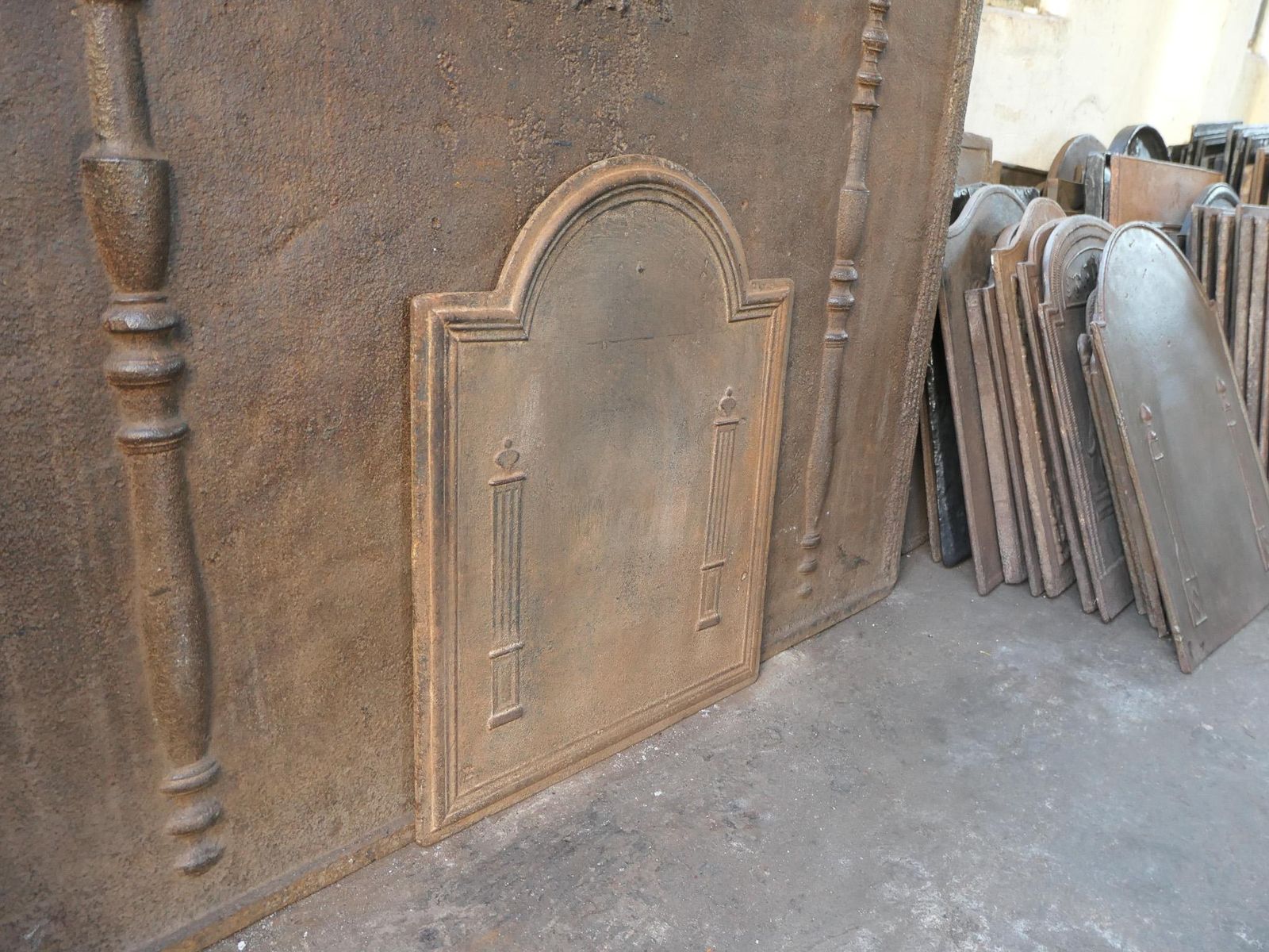 337.0 Antique French 'Pillars Of Freedom' Fireback / Backsplash, 18th   19th C. photo