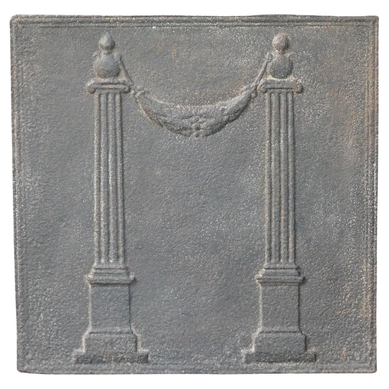 Antique French 'Pillars Of Freedom' Fireback / Backsplash, 18th   19th C.