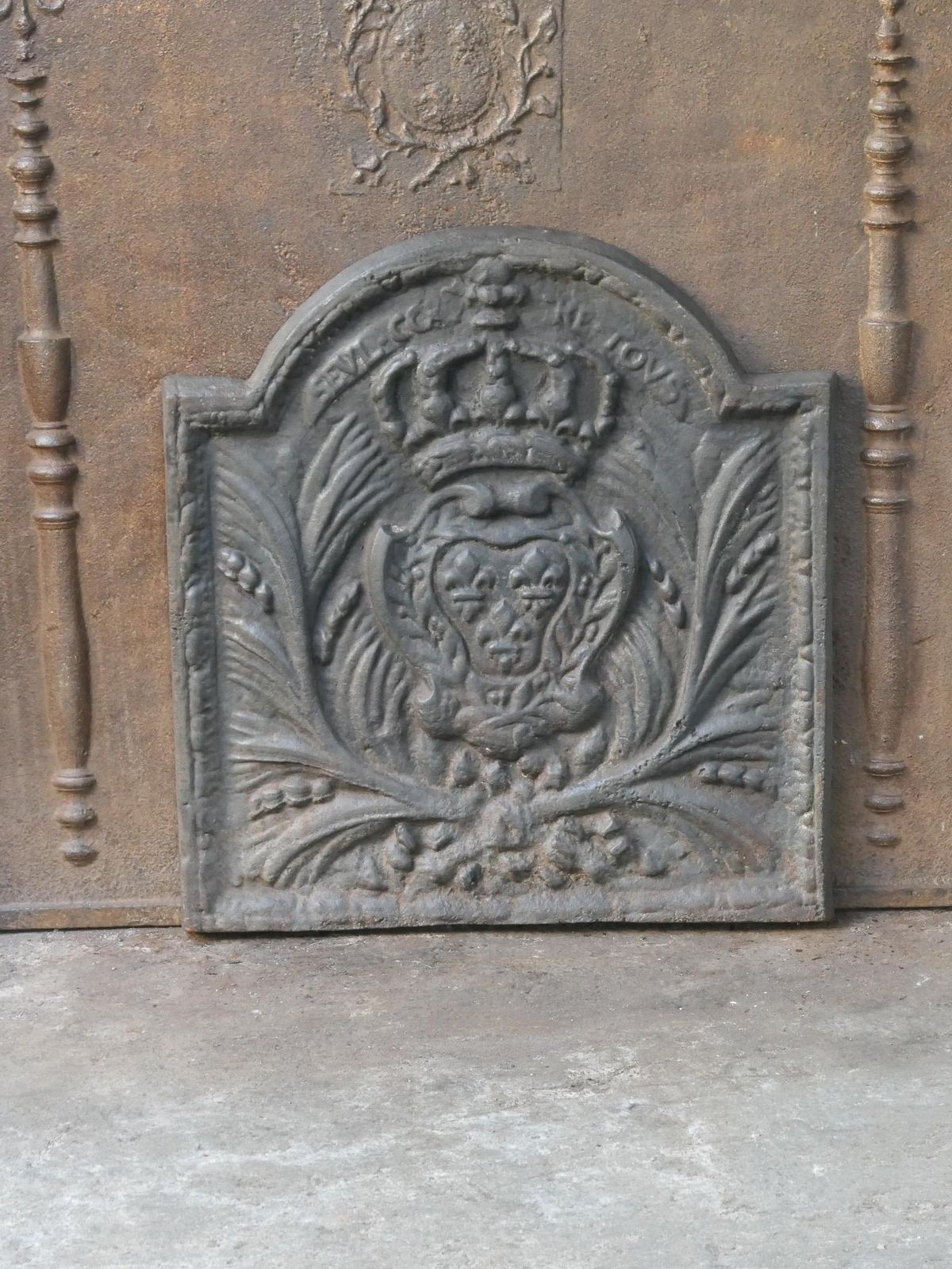 French Louis XIV Style 'Seul Contre Tous' Fireback / Backsplash, 20th Century photo furniture