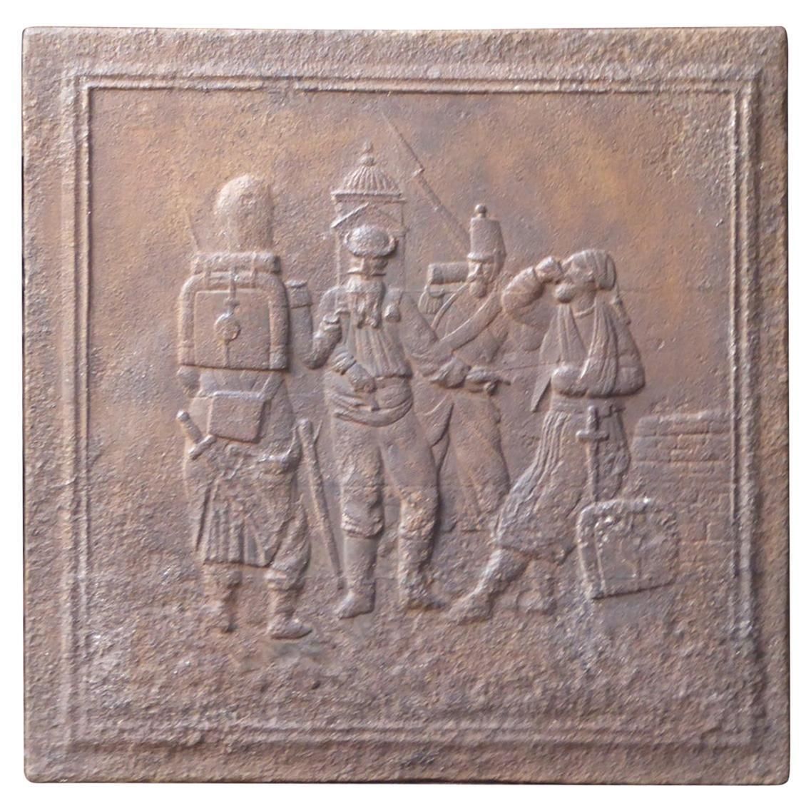 Antique French Napoleon III 'Soldiers' Fireback / Backsplash, 19th Century