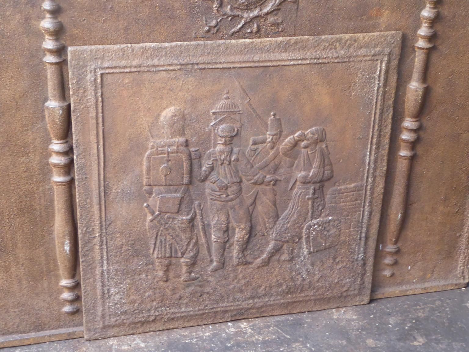 Antique French Napoleon III 'Soldiers' Fireback / Backsplash, 19th Century photo for sale