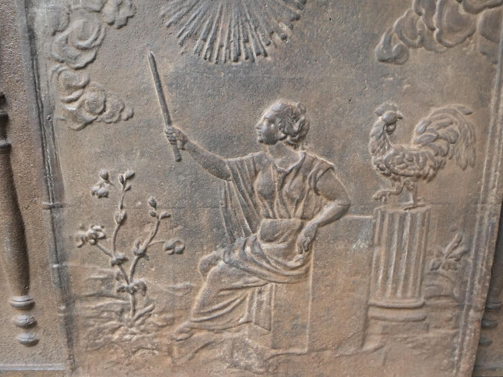 Home Fixtures Aurora, Goddess Of The Dawn, Fireback / Backsplash, 20th Century photo