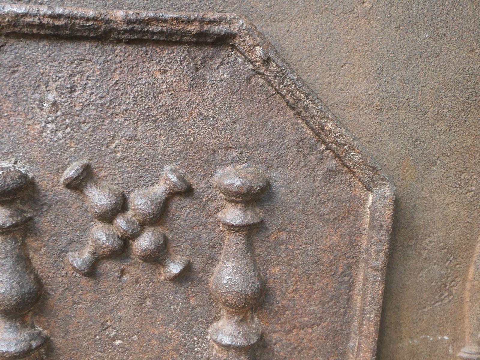 photo for sale French Louis XIV 'Pillars With Saint Andrew's Cross' Fireback / Backsplash