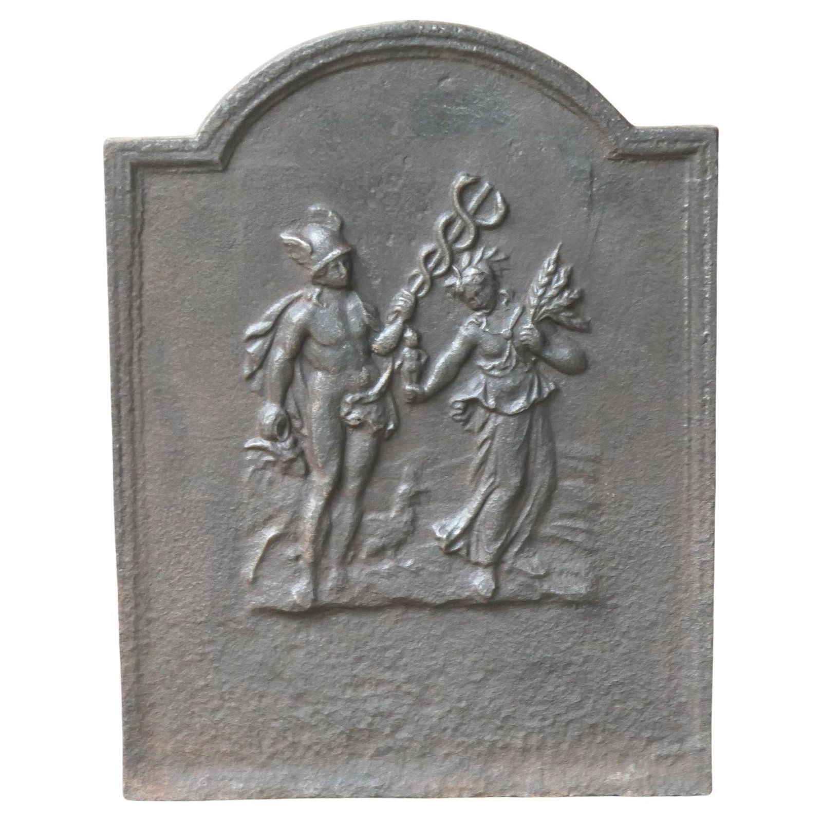 Antique French Napoleon III 'Mercury And Ceres' Fireback / Backsplash, 19th C.