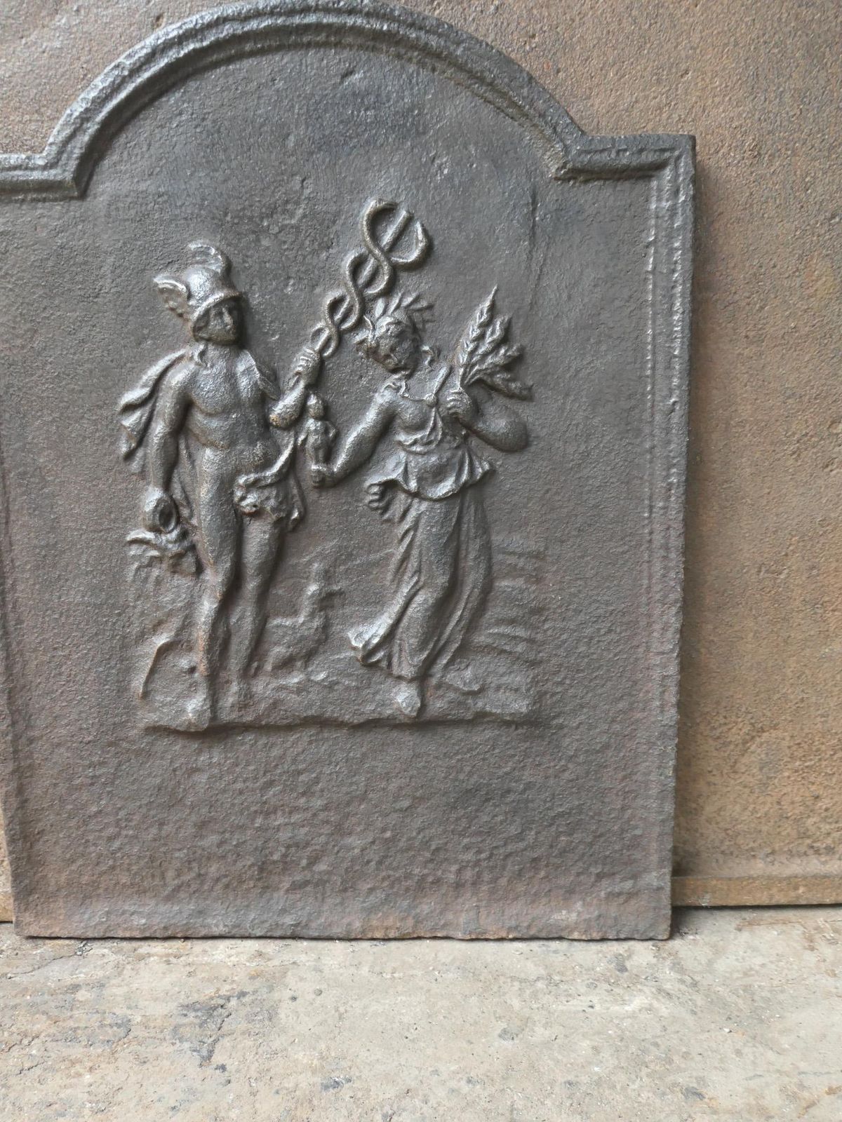 photo furniture Antique French Napoleon III 'Mercury And Ceres' Fireback / Backsplash, 19th C.