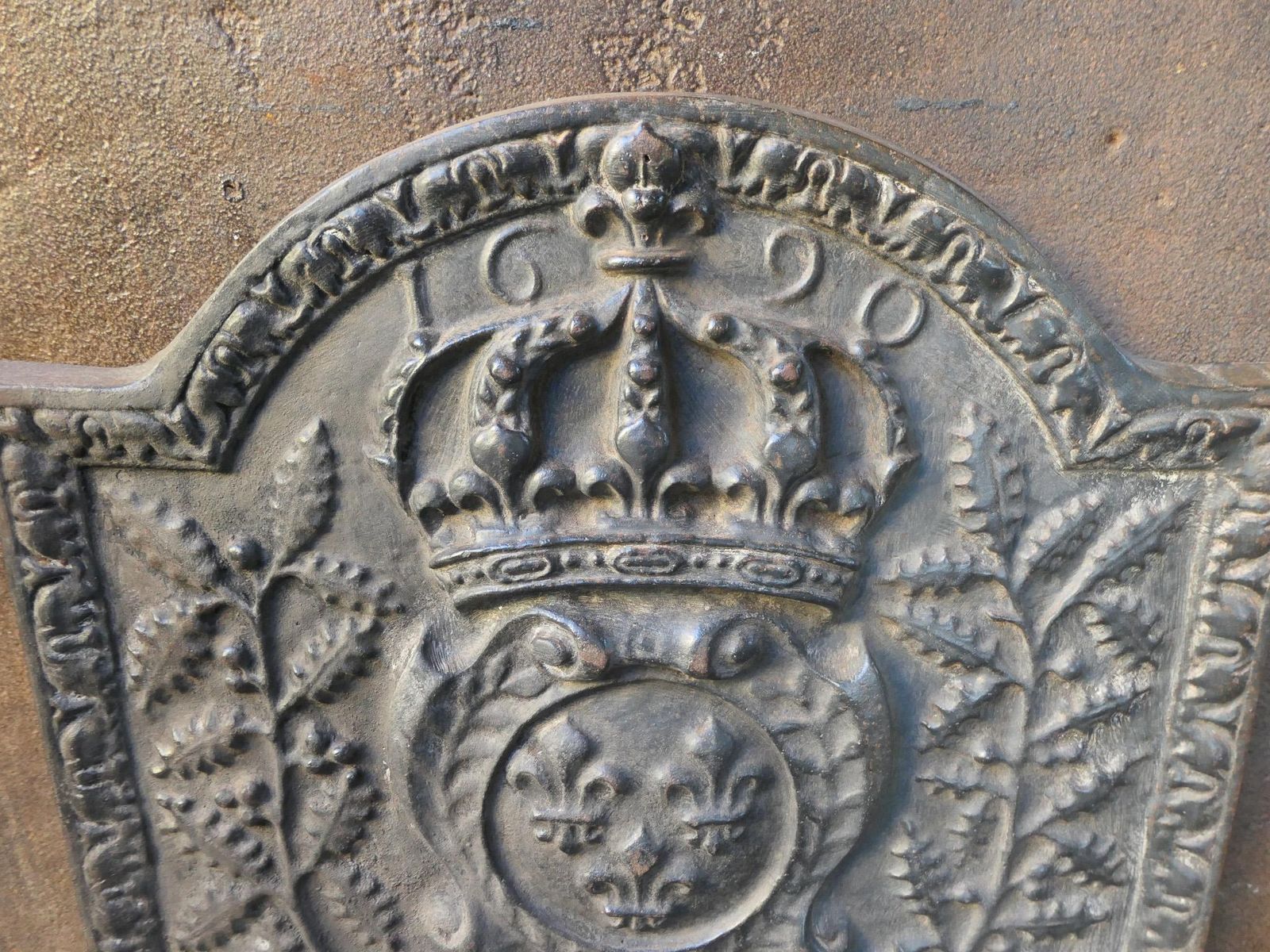 French Louis XIV Style 'Arms Of France' Fireback / Backsplash photo vintage
