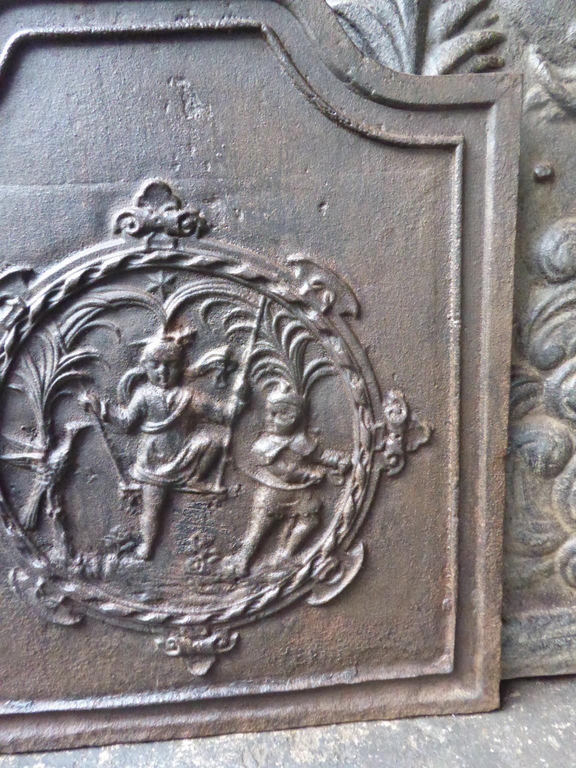 Antique French Napoleon III 'Children Playing' Fireback / Backsplash, 19th C. photo 337.0