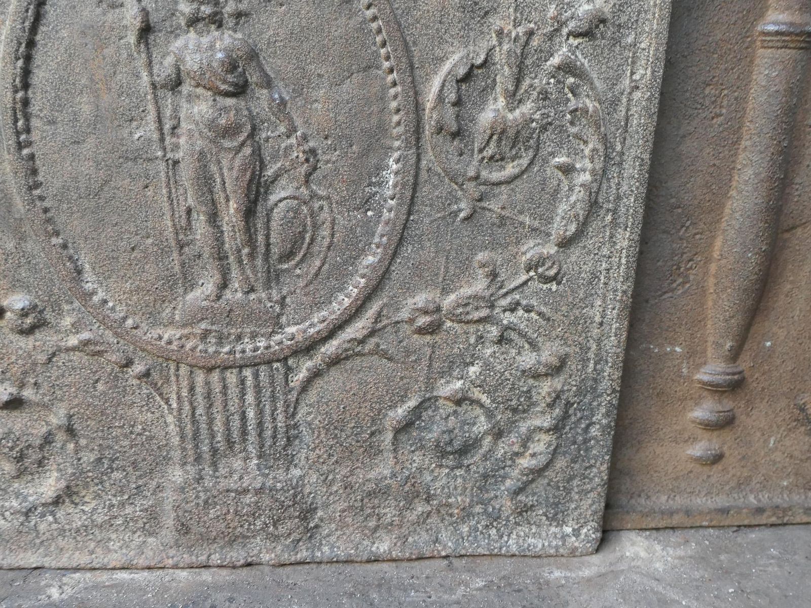 Home Fixtures Antique French Neoclassical 'Minerva' Fireback / Backsplash, 18th 19th Century photo