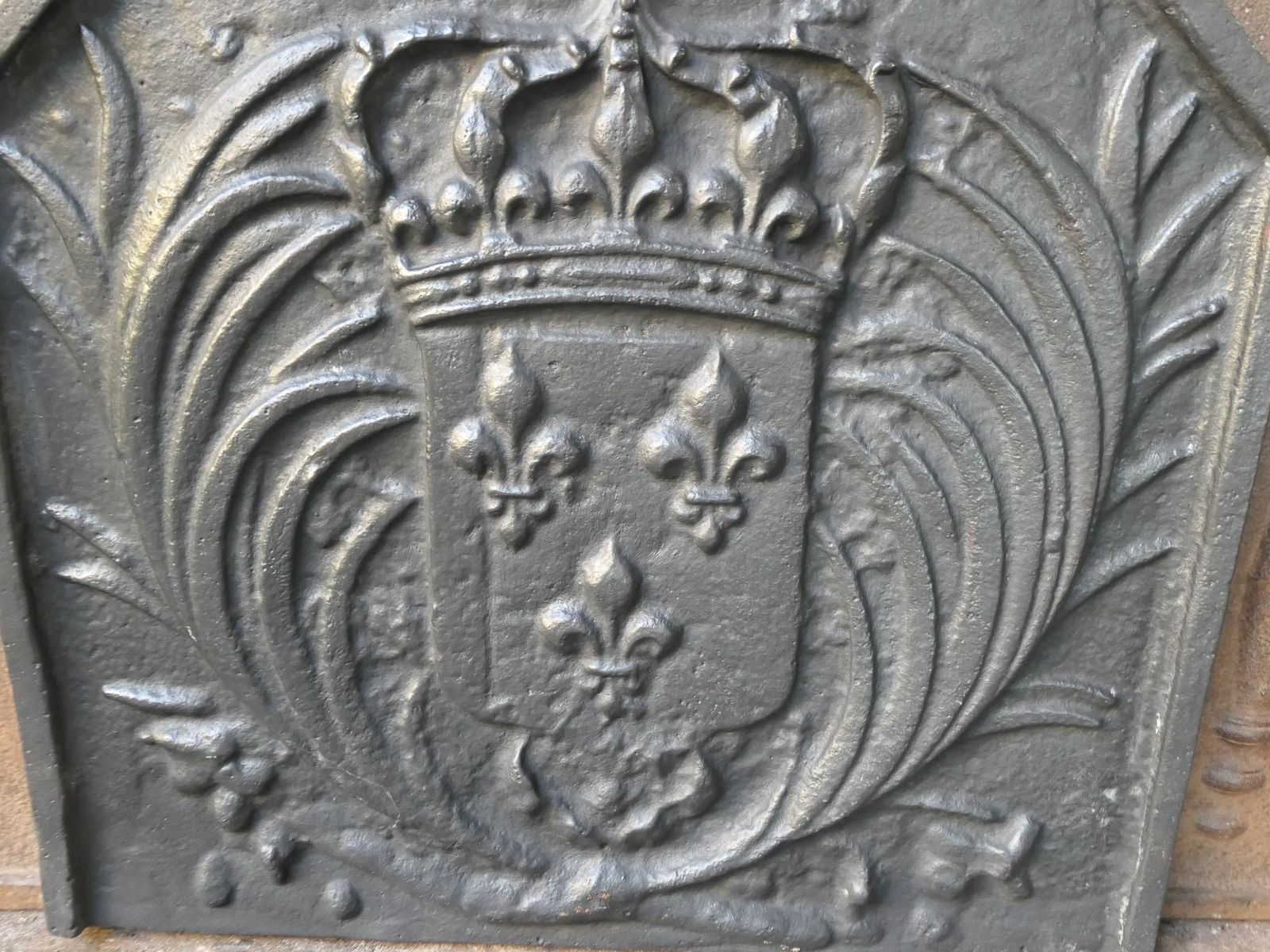 French Louis XIV Style 'Arms Of France' Fireback / Backsplash photo vintage