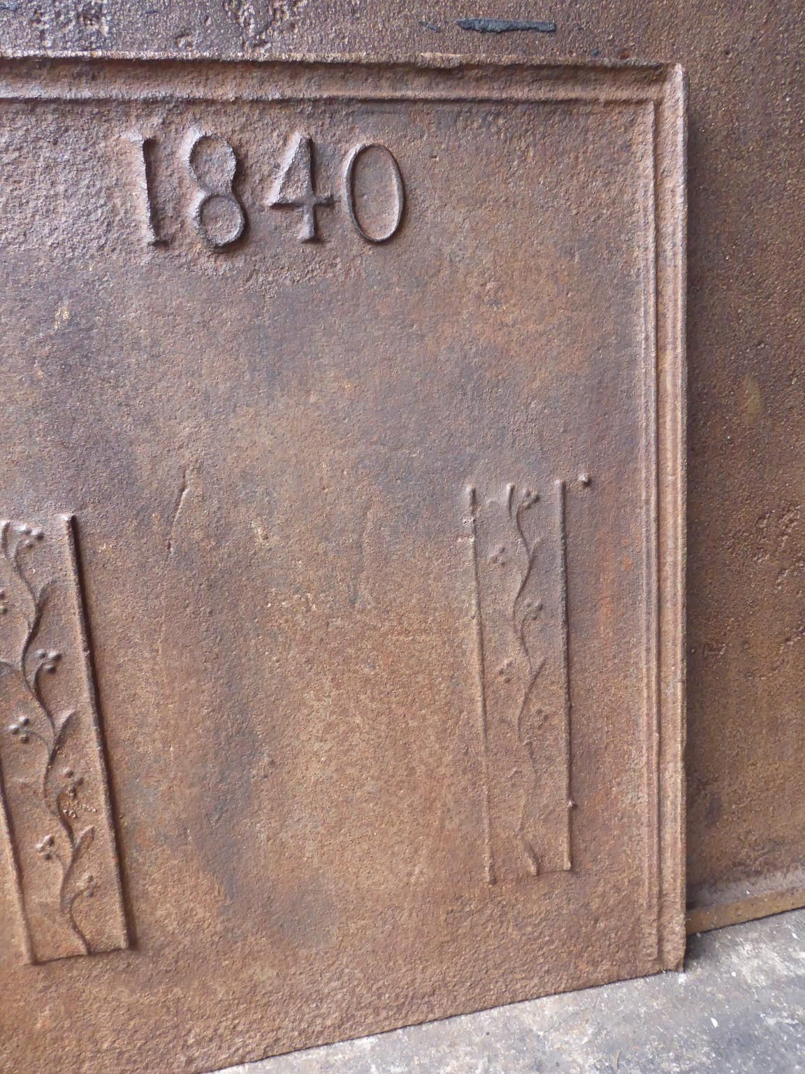French Napoleon III Fireback / Backsplash, Dated 1840 photo vinterior