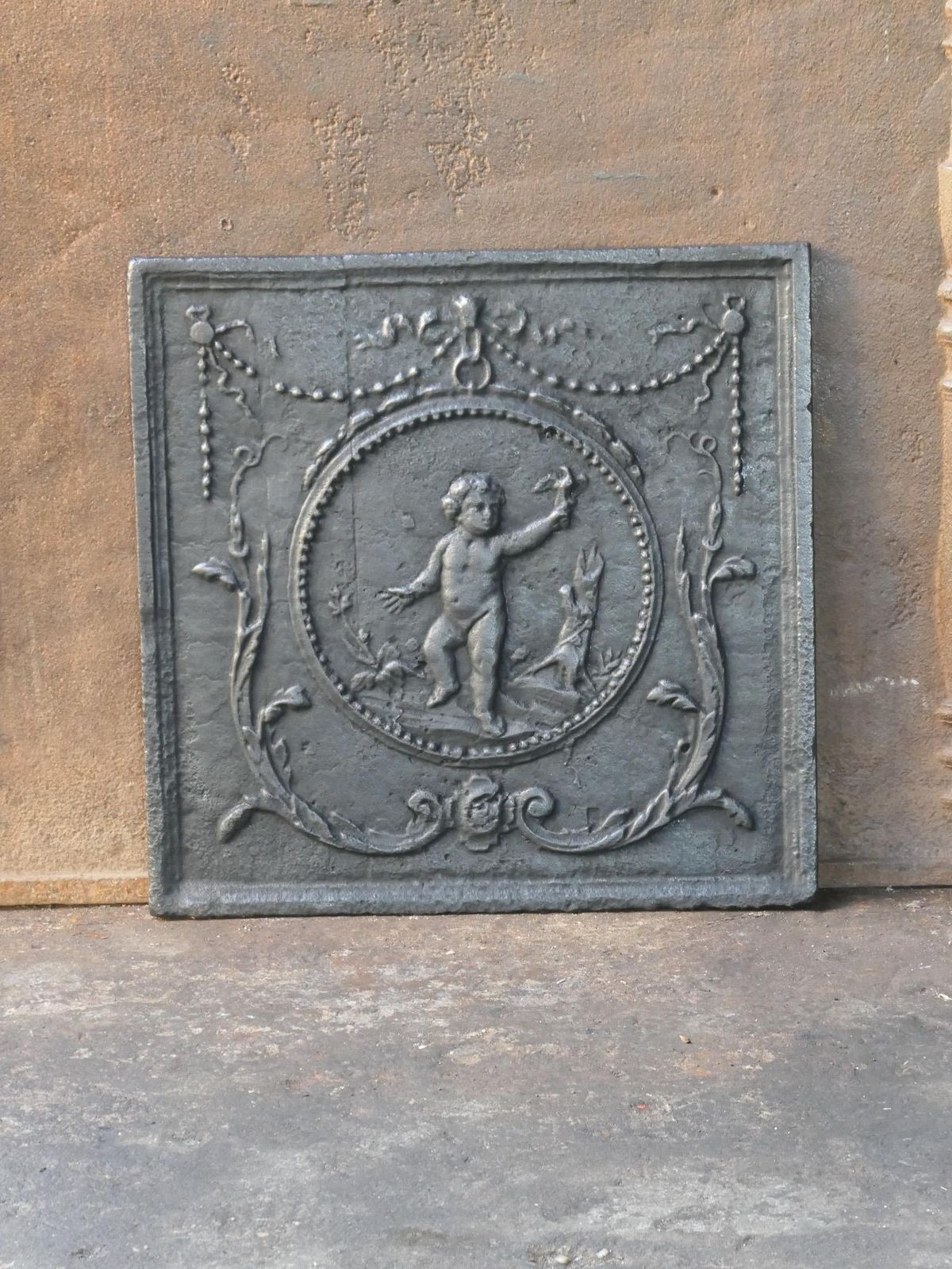 Antique French 'Cupid' Fireback / Backsplash, 18th   19th C. photo Home Fixtures
