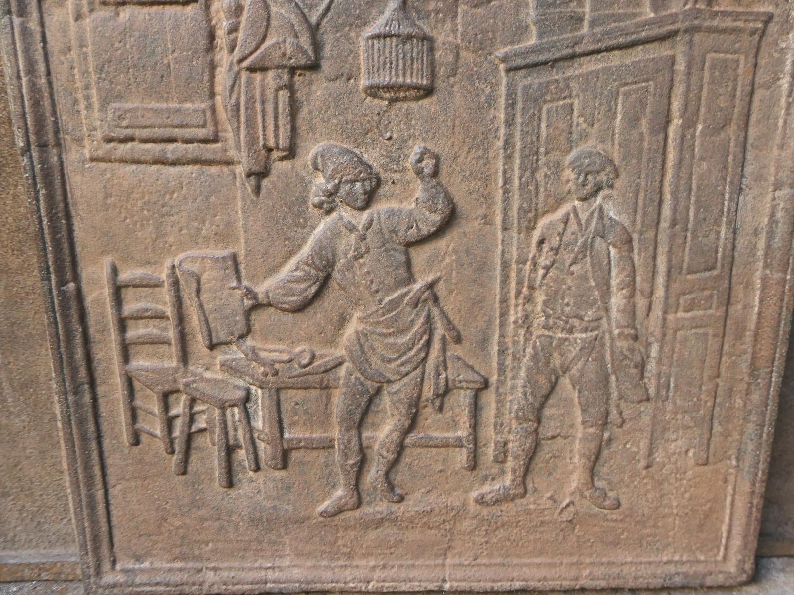 photo furniture 19th   20th Century French 'The Cobbler And The Financier' Fireback / Backsplash