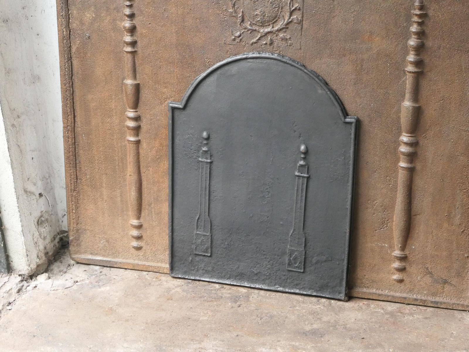 Home Fixtures Antique French 'Pillars Of Freedom' Fireback / Backsplash, 18th   19th C. photo