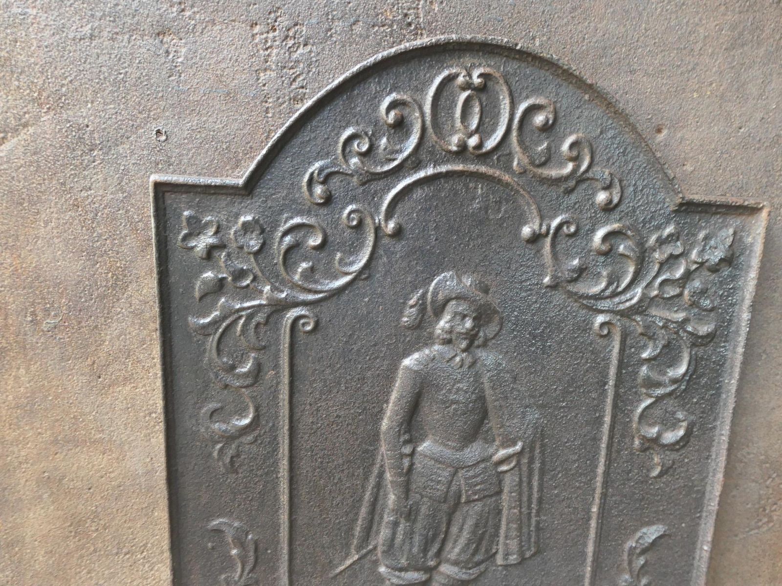 Antique French Napoleon III 'D'artagnan' Fireback / Backsplash, 19th Century photo vintage