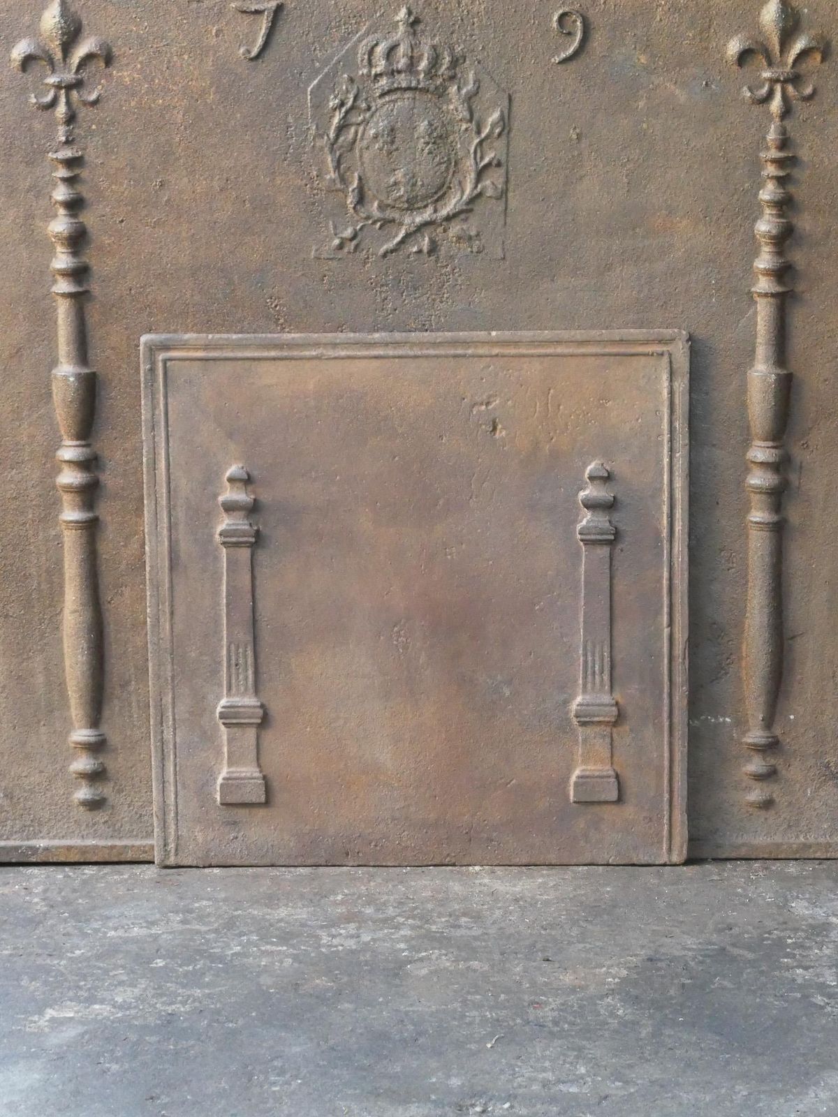 Antique French 'Pillars Of Freedom' Fireback / Backsplash, 18th   19th C. photo furniture