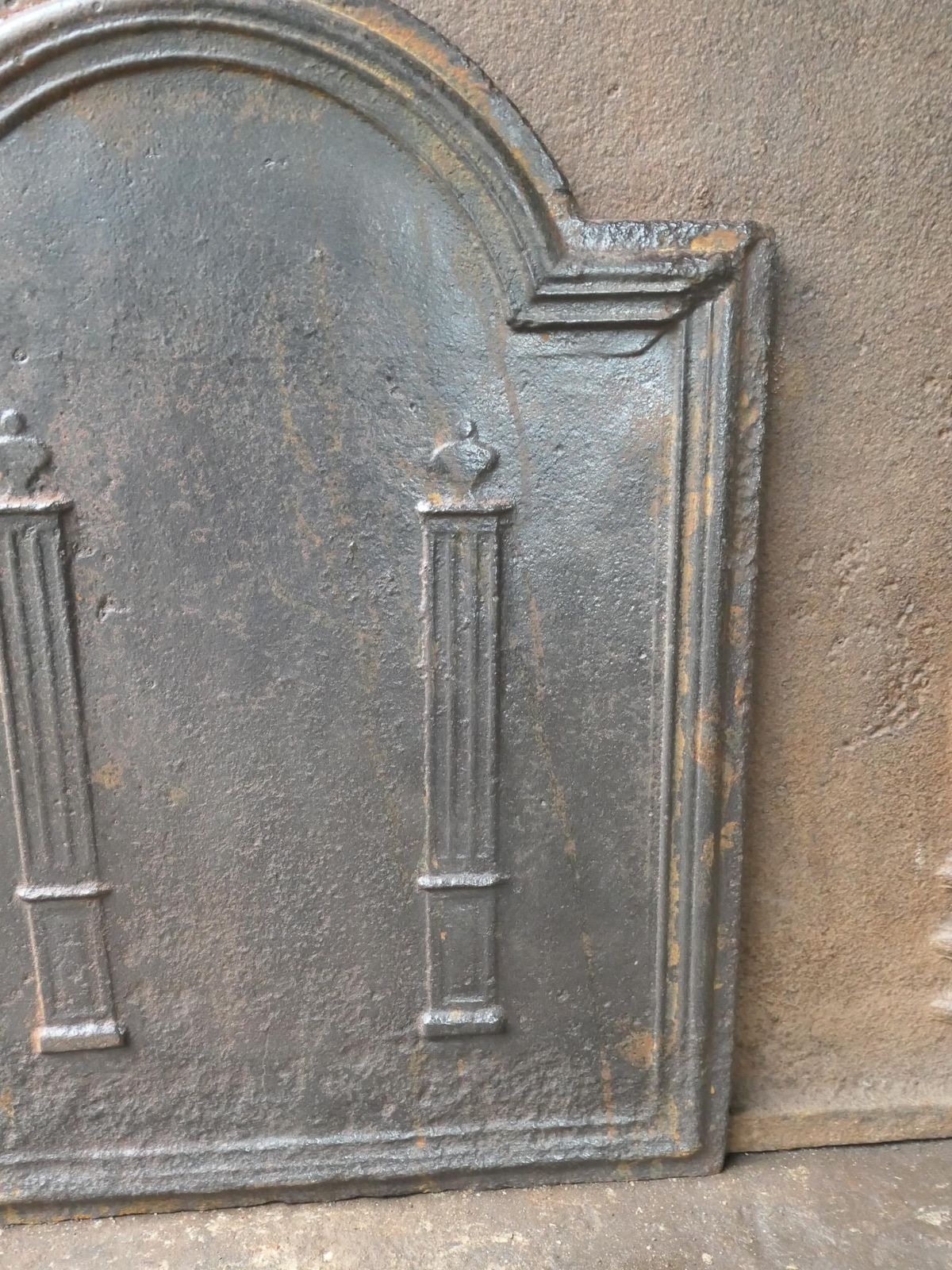 photo for sale Antique French 'Pillars Of Freedom' Fireback / Backsplash, 18th   19th C.
