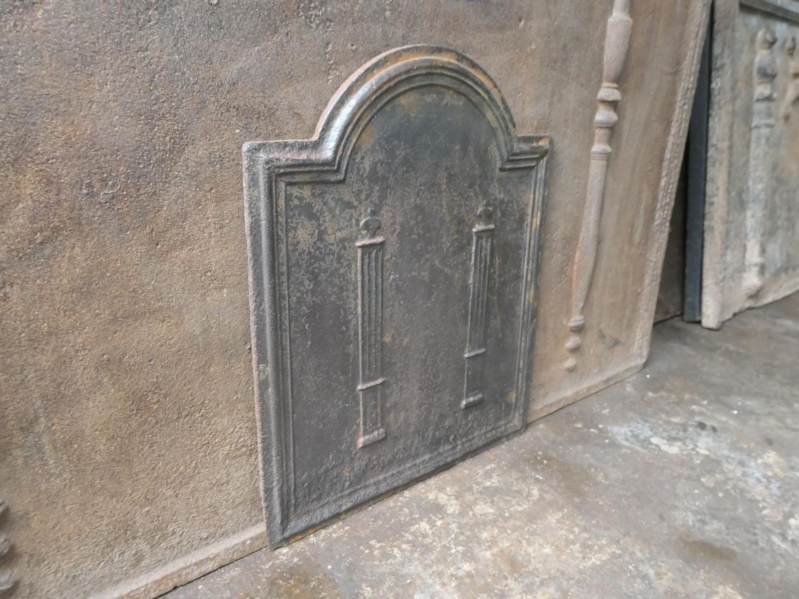 Home Fixtures Antique French 'Pillars Of Freedom' Fireback / Backsplash, 18th   19th C. photo