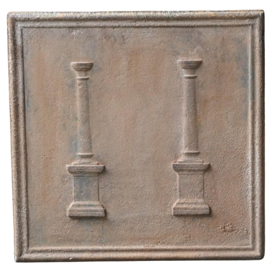 Antique French 'Pillars Of Freedom' Fireback / Backsplash, 18th   19th C.
