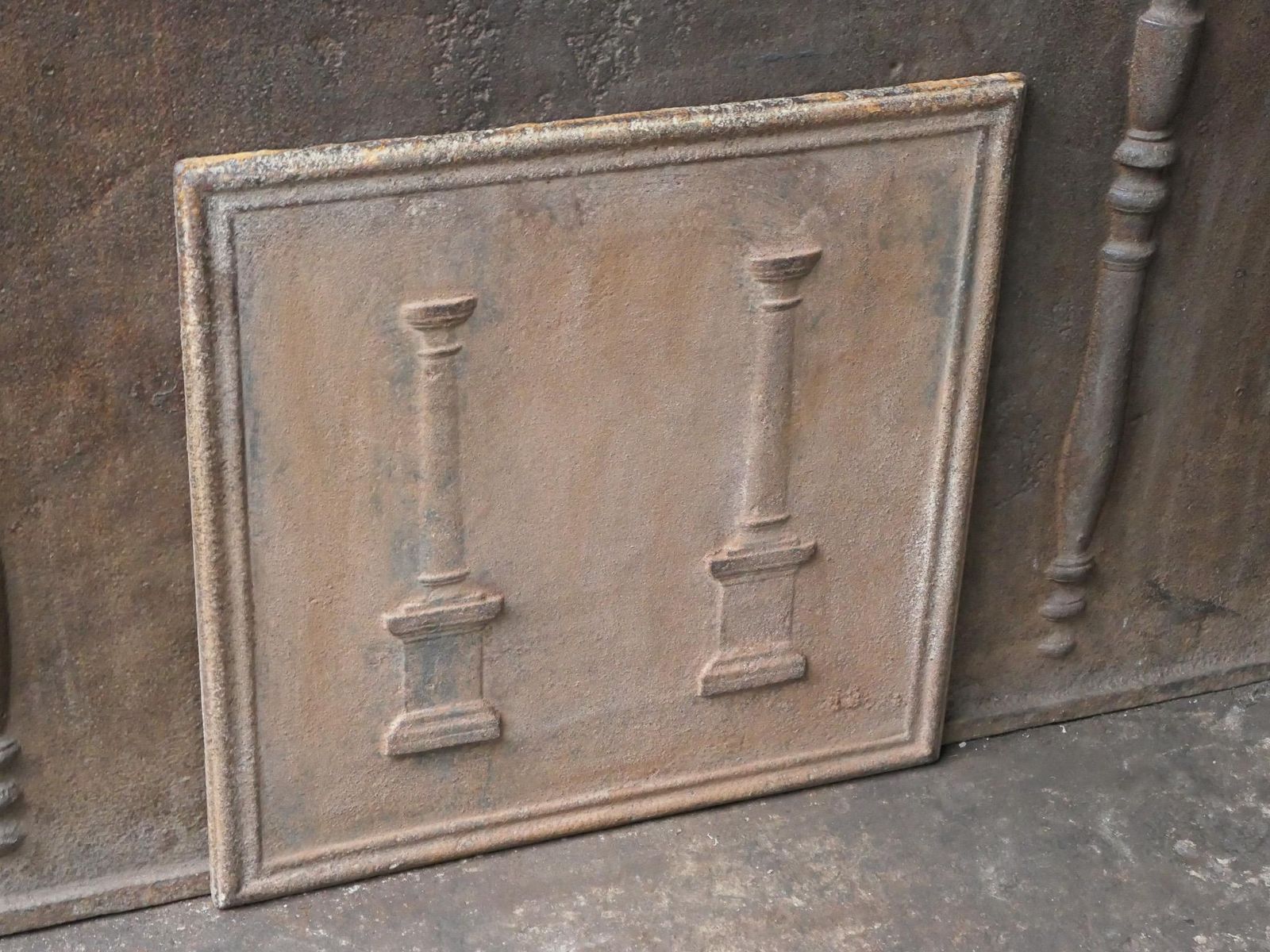 photo for sale Antique French 'Pillars Of Freedom' Fireback / Backsplash, 18th   19th C.