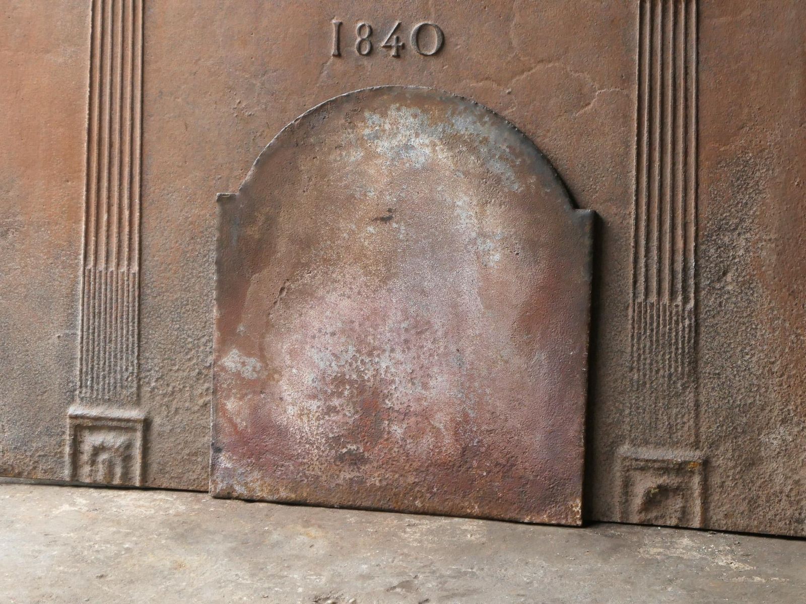 Home Fixtures Antique French 'Pillars Of Freedom' Fireback / Backsplash, 18th   19th Century photo