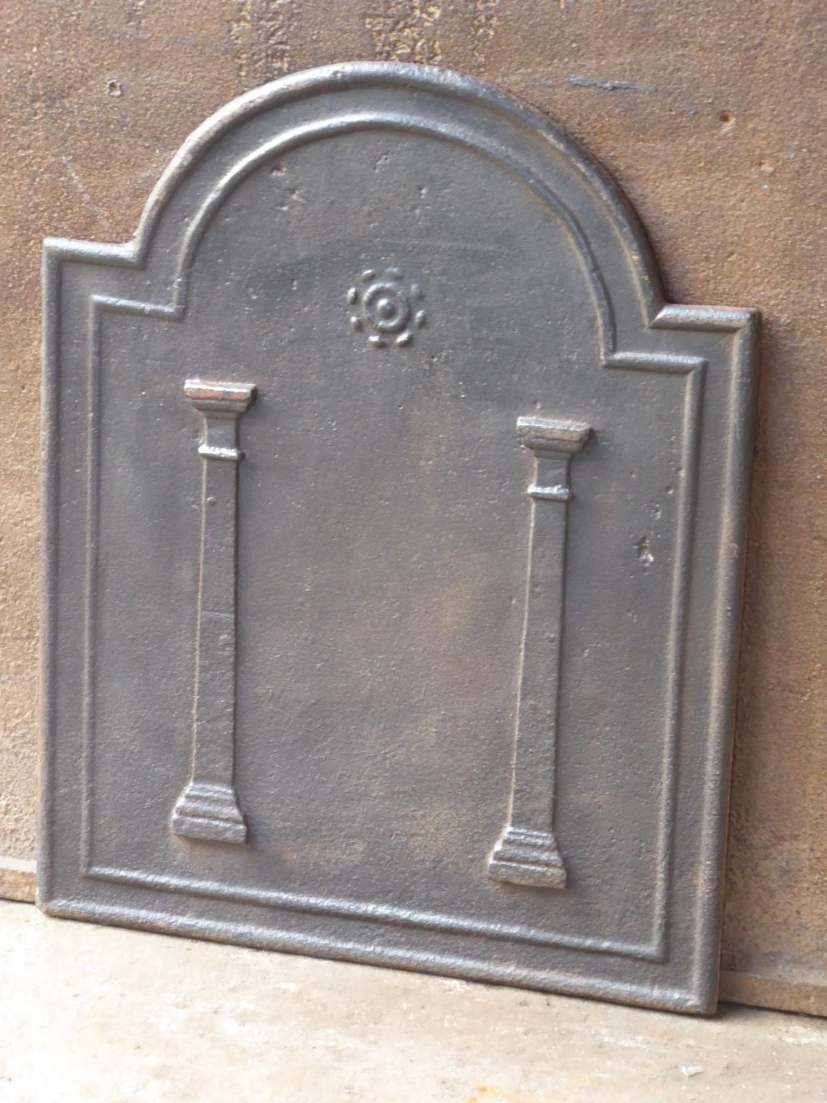 Antique French Neoclassical 'Pillars Of Freedom' Fireback / Backsplash photo Home Fixtures