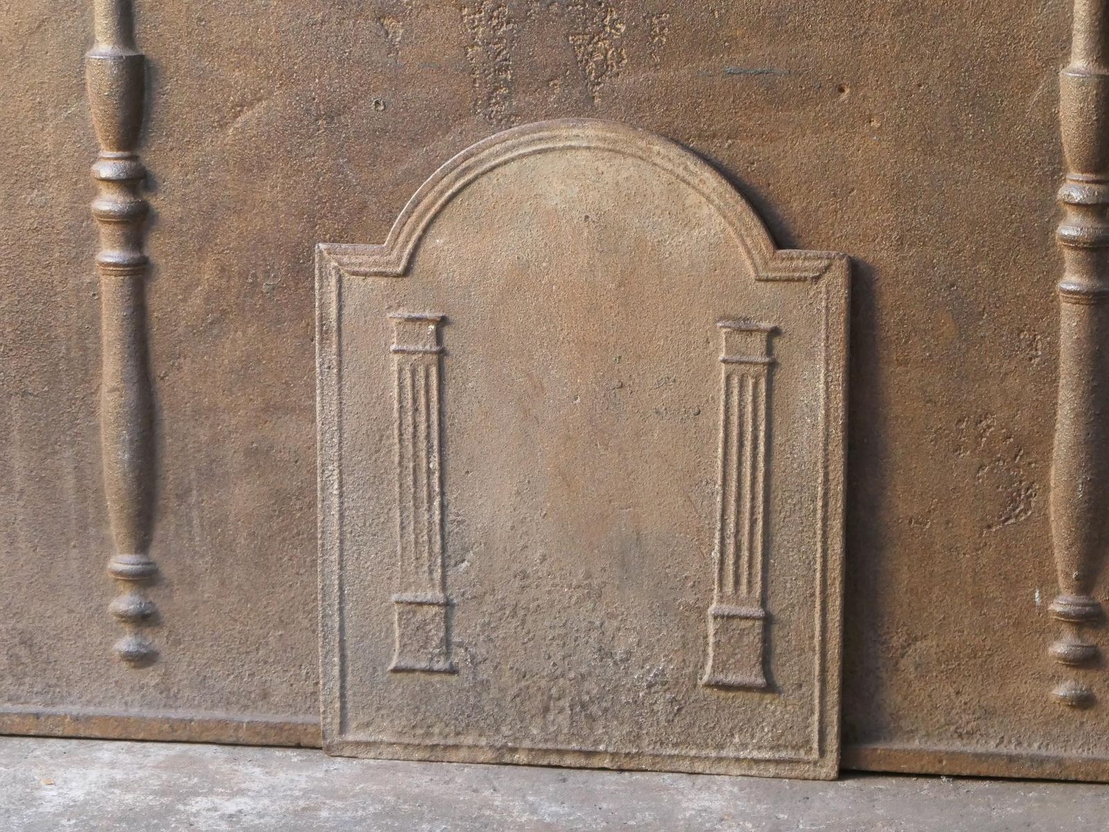 Antique French Neoclassical 'Pillars Of Freedom' Fireback / Backsplash, 19th C. photo for sale