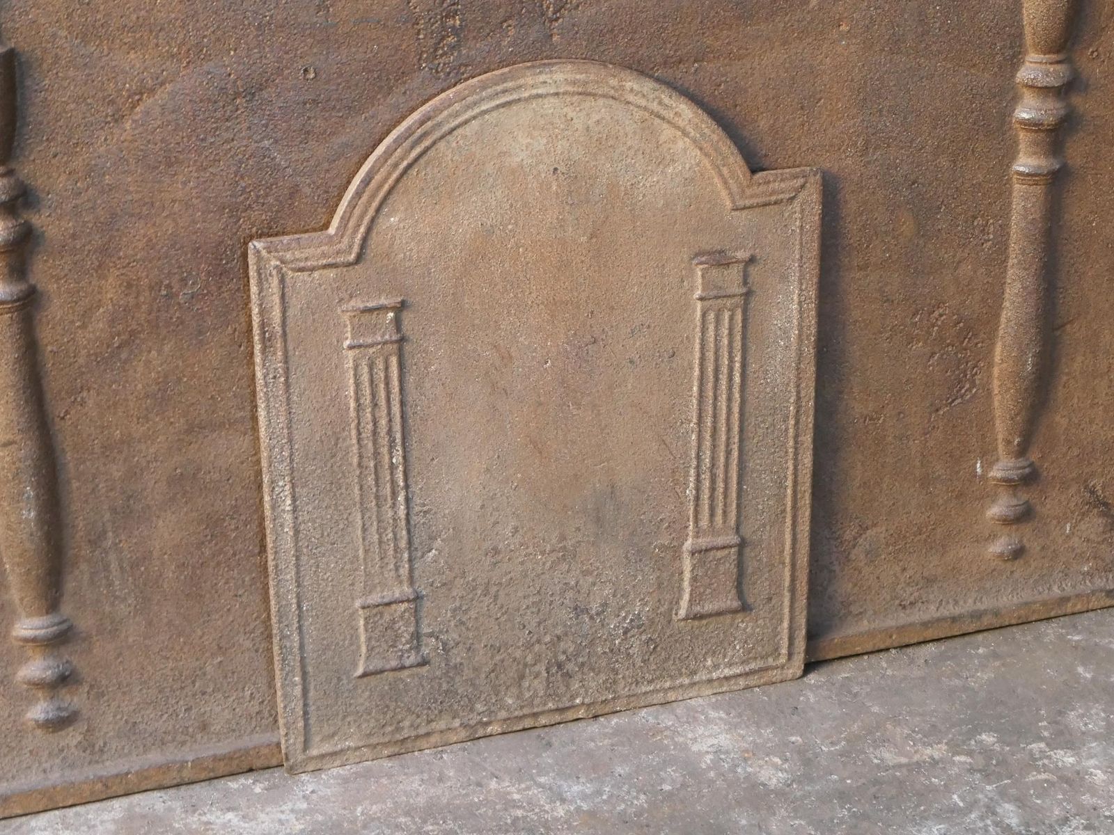 Antique French Neoclassical 'Pillars Of Freedom' Fireback / Backsplash, 19th C. photo Home Fixtures
