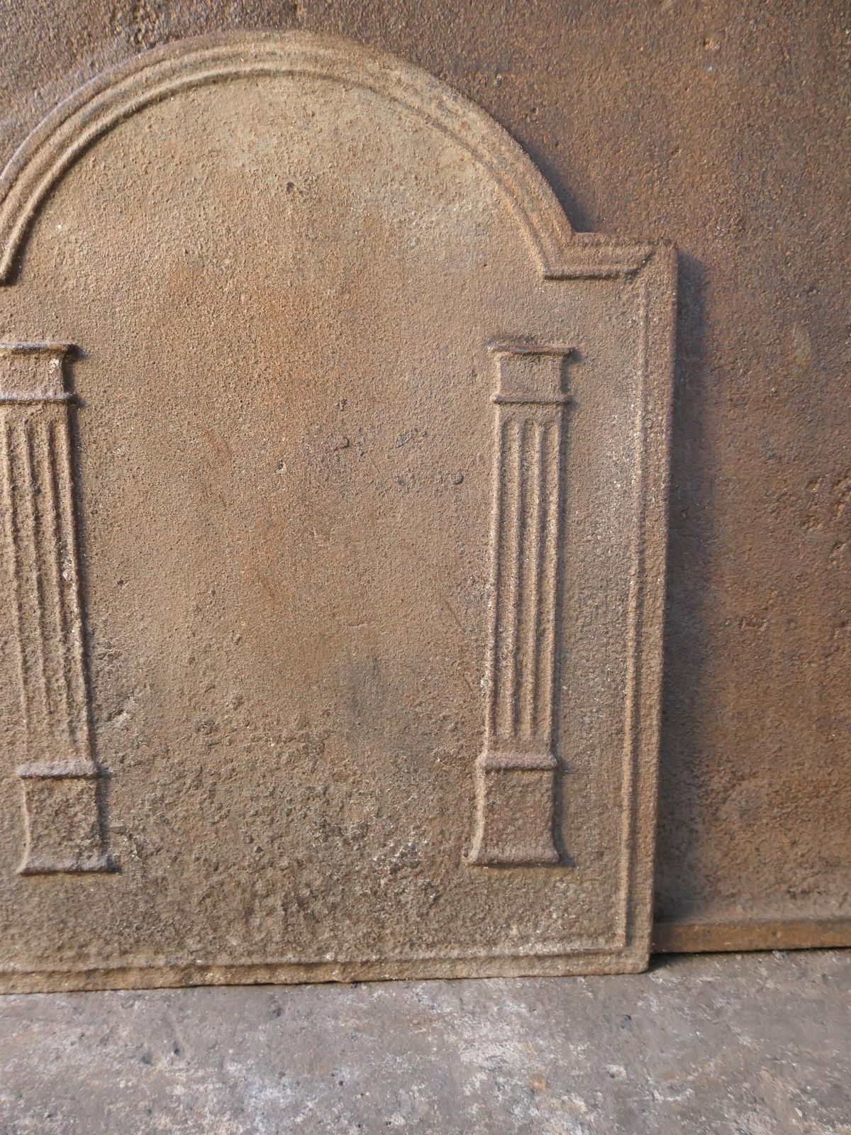 Antique French Neoclassical 'Pillars Of Freedom' Fireback / Backsplash, 19th C. photo vinterior