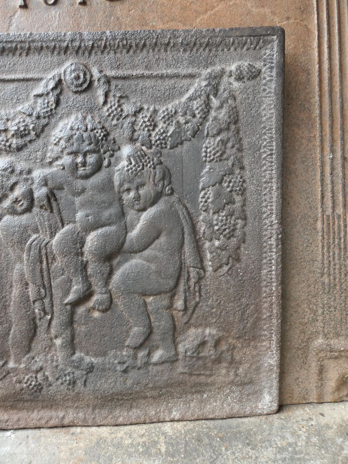 Home Fixtures Napoleon III Fireback / Backsplash Depicting Young Bacchus, 19th Century photo