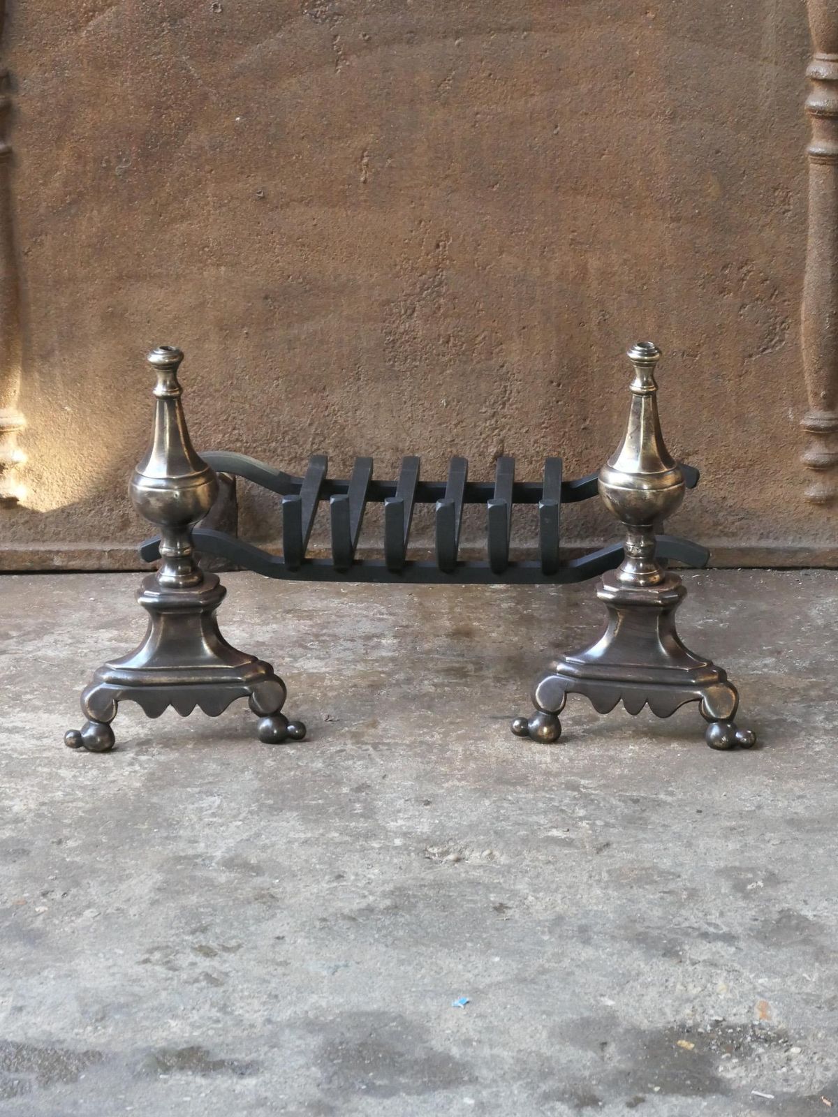 French Louis XIV Period Fireplace Andirons Or Fire Grate, 17th Century photo furniture