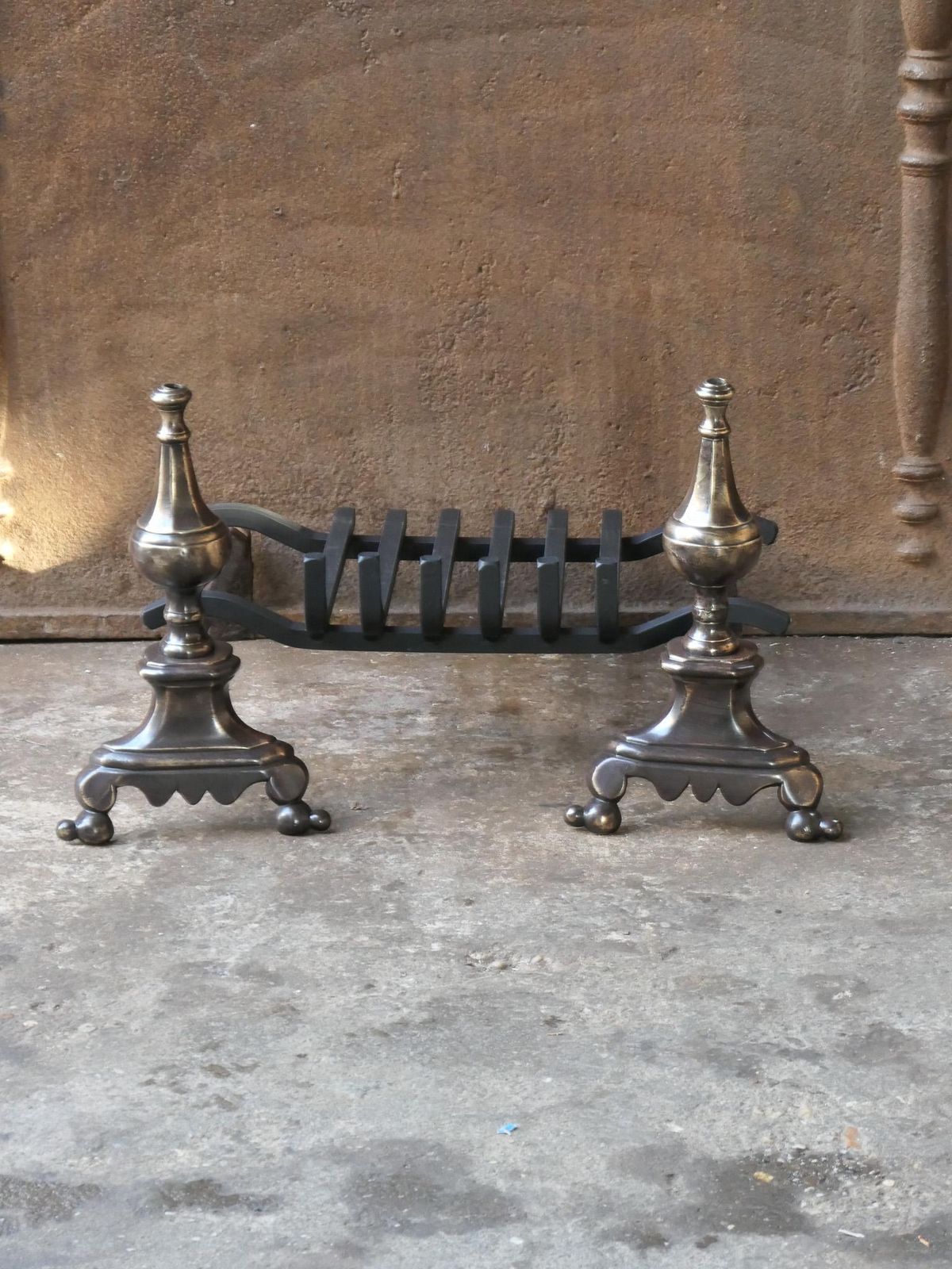 French Louis XIV Period Fireplace Andirons Or Fire Grate, 17th Century photo Home Fixtures