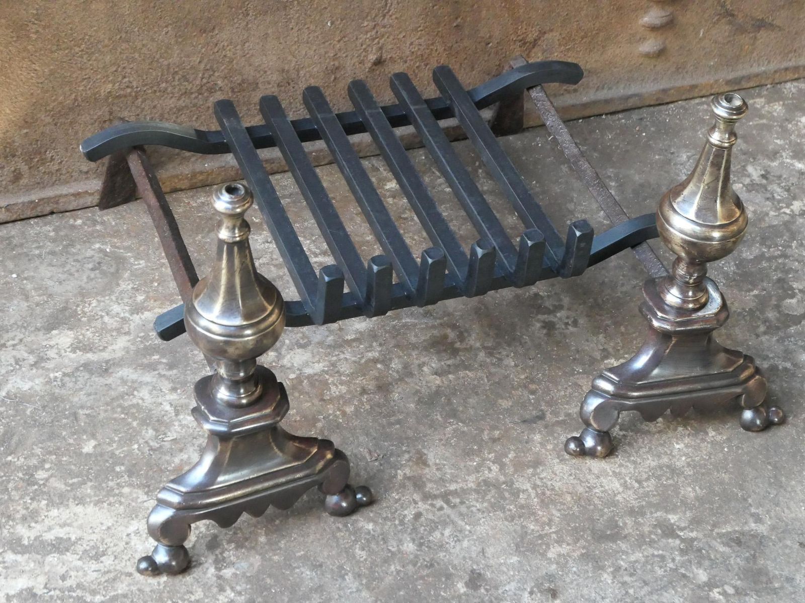 French Louis XIV Period Fireplace Andirons Or Fire Grate, 17th Century photo vintage