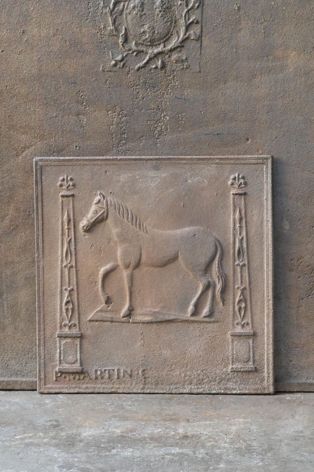 Antique French 'Horse' Fireback / Backsplash, 19th Century photo for sale