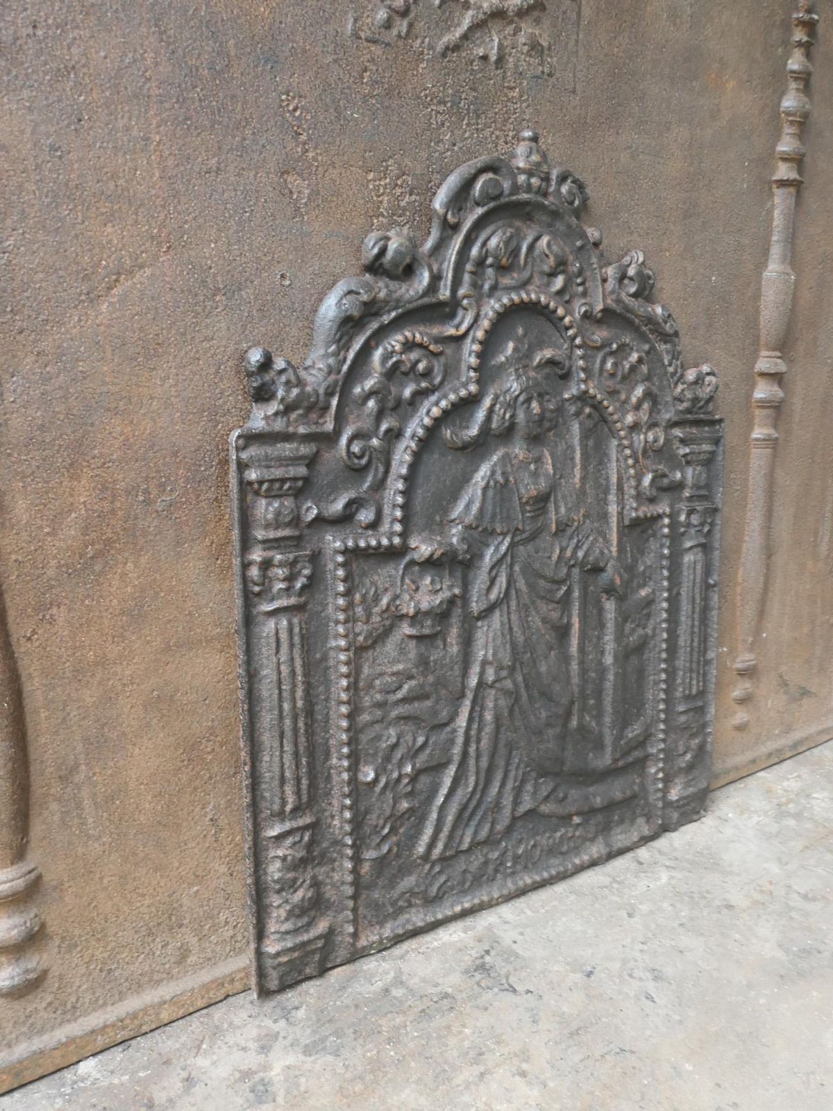 Home Fixtures Antique French 'Allegory Of The Morning' Fireback / Backsplash, 18th   19th C. photo