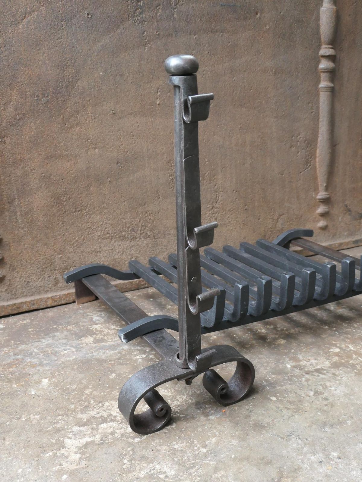 French Louis XV Period Fireplace Grate Or Fire Basket, 18th Century photo vintage
