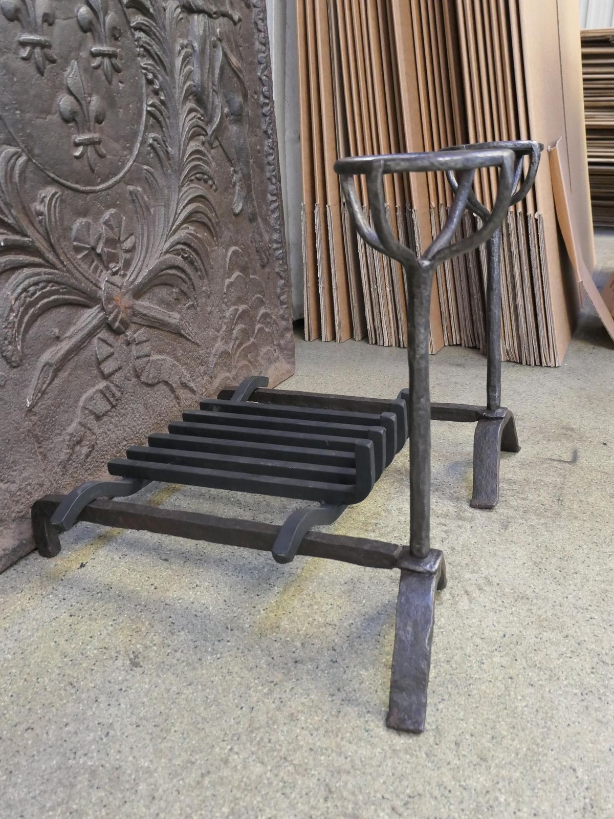 Home Fixtures French Louis XV Period Fireplace Grate Or Fire Basket, 18th Century photo