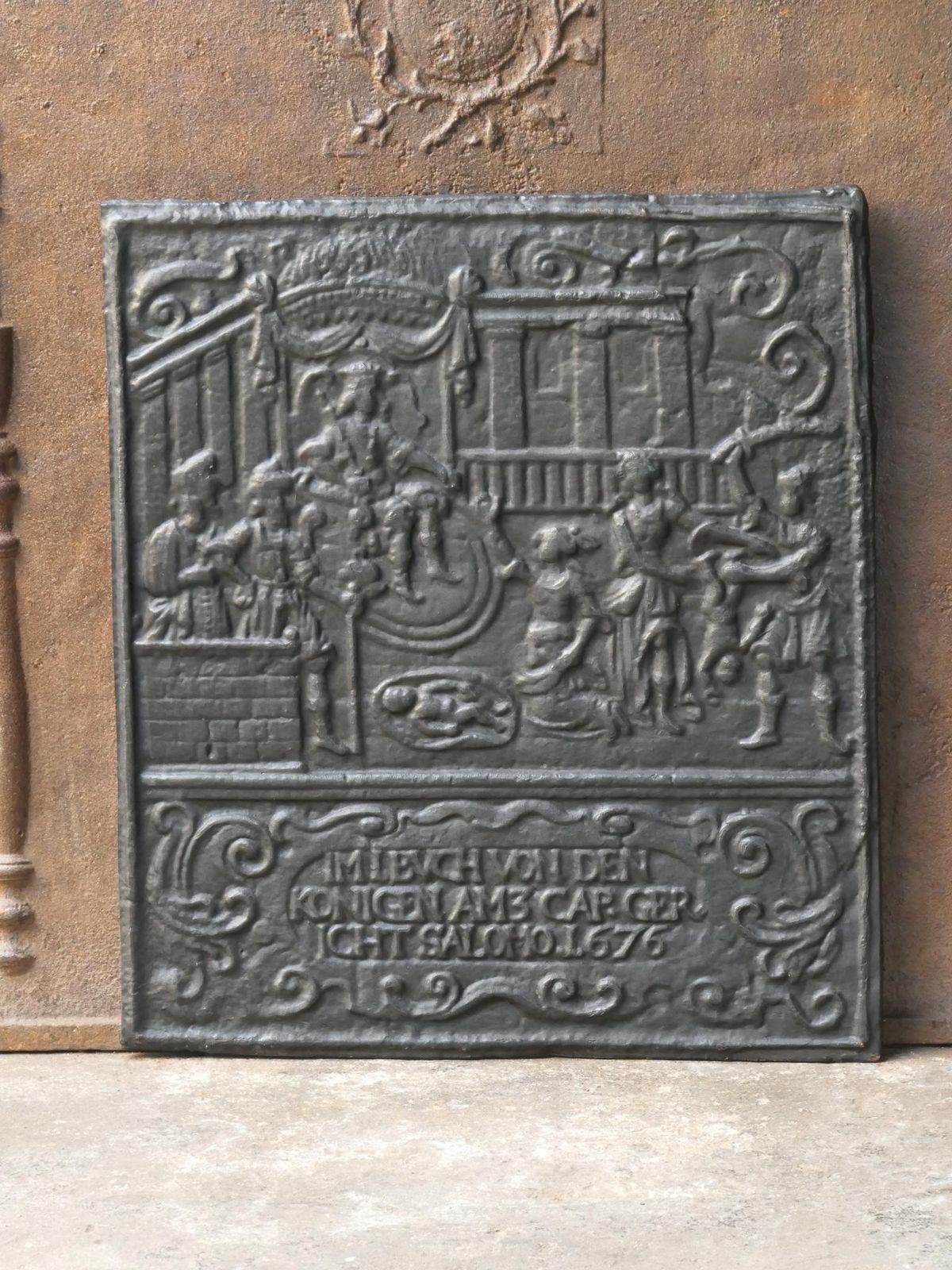 Antique German 'Judgement Of Solomon' Fireback / Backsplash, 17th Century photo furniture