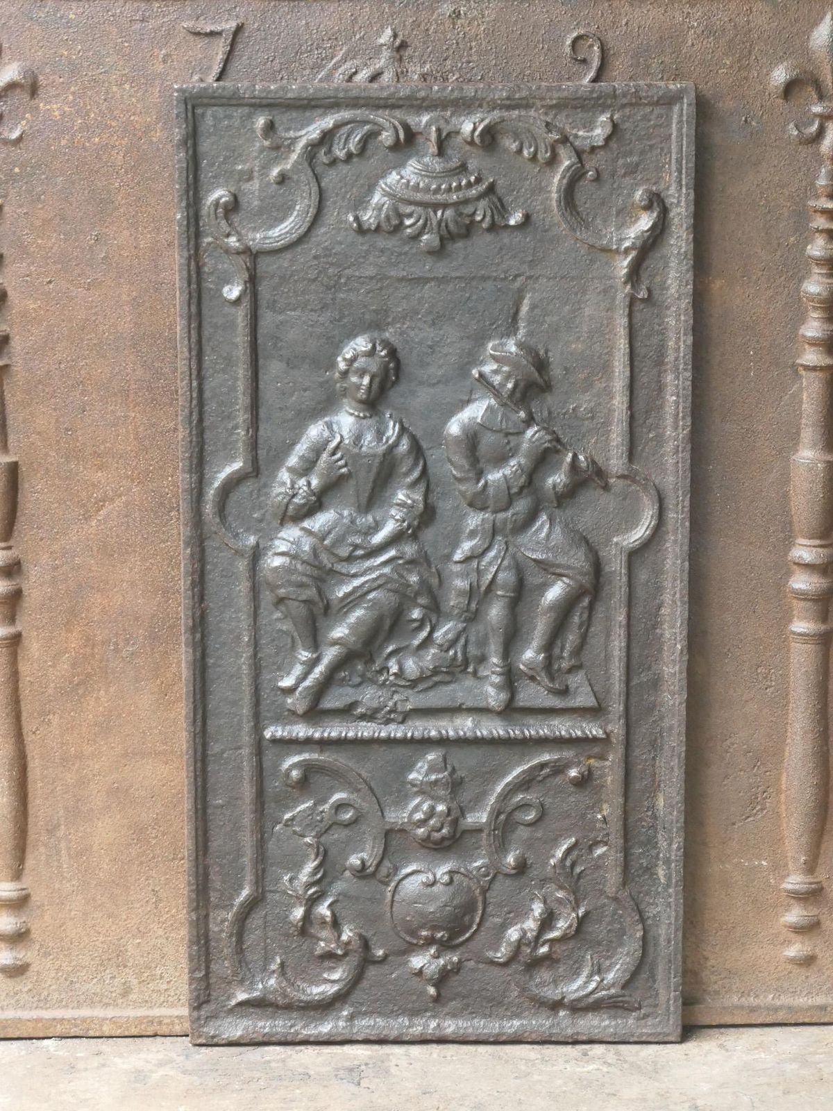 18th Century French Louis XV 'Man And Woman' Fireback / Backsplash photo furniture