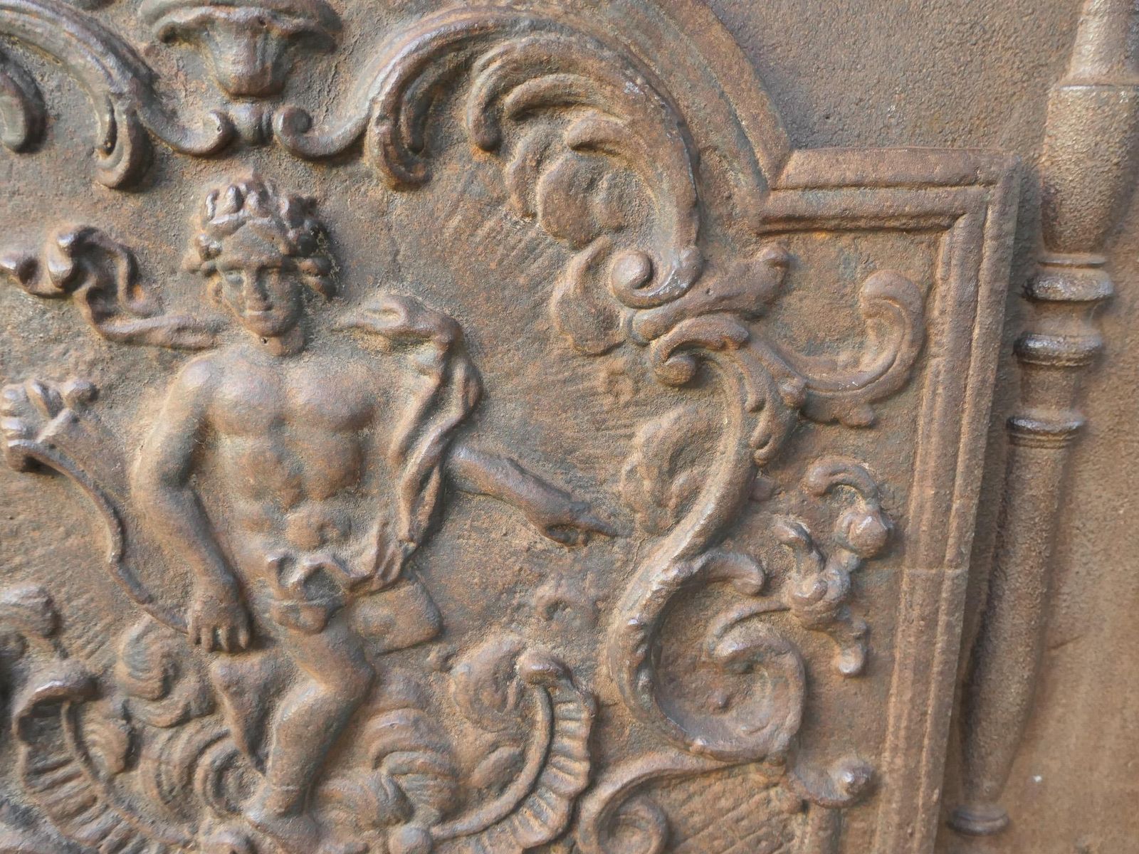 photo furniture French Louis XV Style 'Apollo With Lyre' Fireback / Backsplash, 20th Century