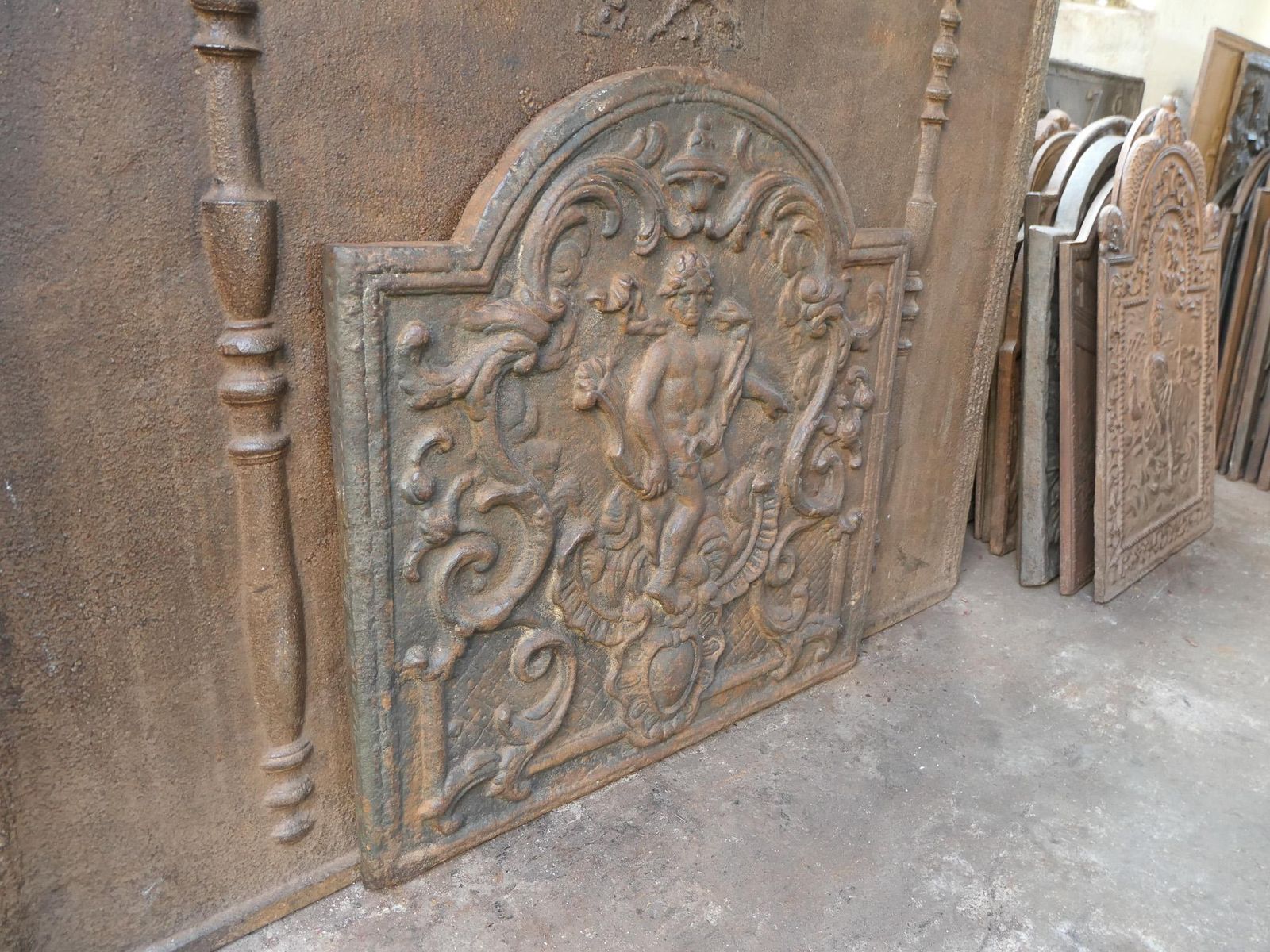 photo vinterior French Louis XV Style 'Apollo With Lyre' Fireback / Backsplash, 20th Century