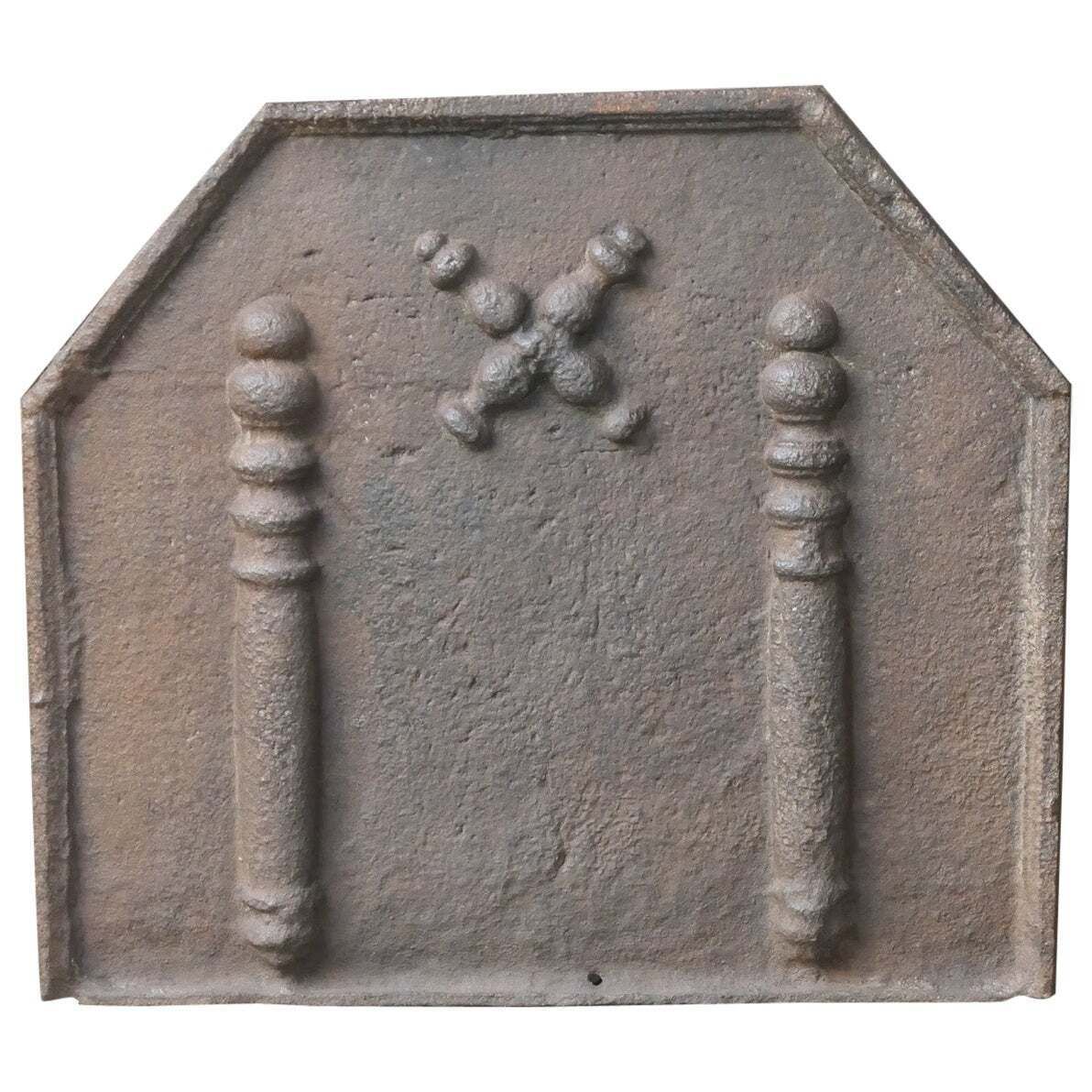 17th 18th C. Louis XIV 'Pillars With Saint Andrew's Cross' Fireback / Backsplash